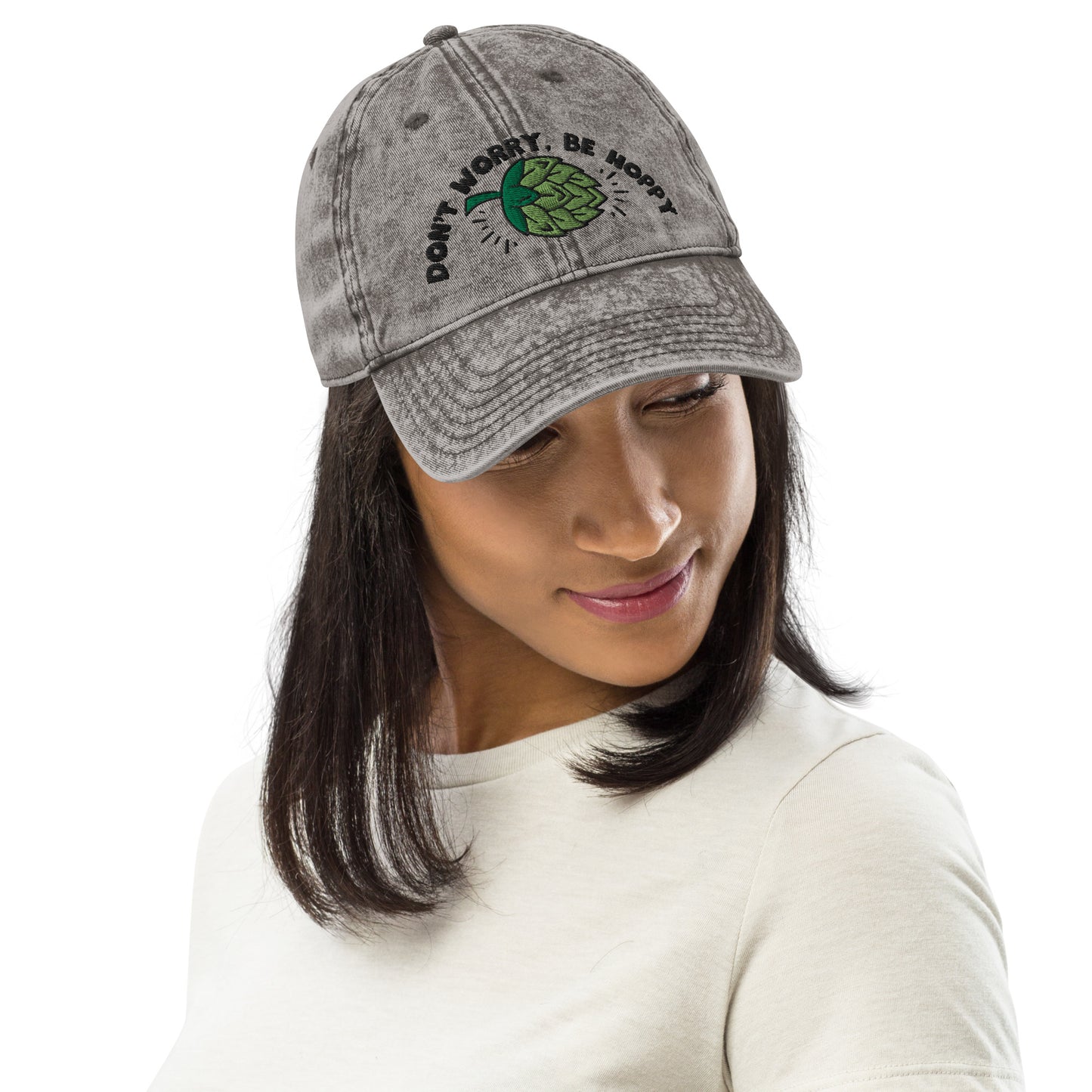 Don’t worry, be hoppy, Beer, Vintage Cotton Twill Cap