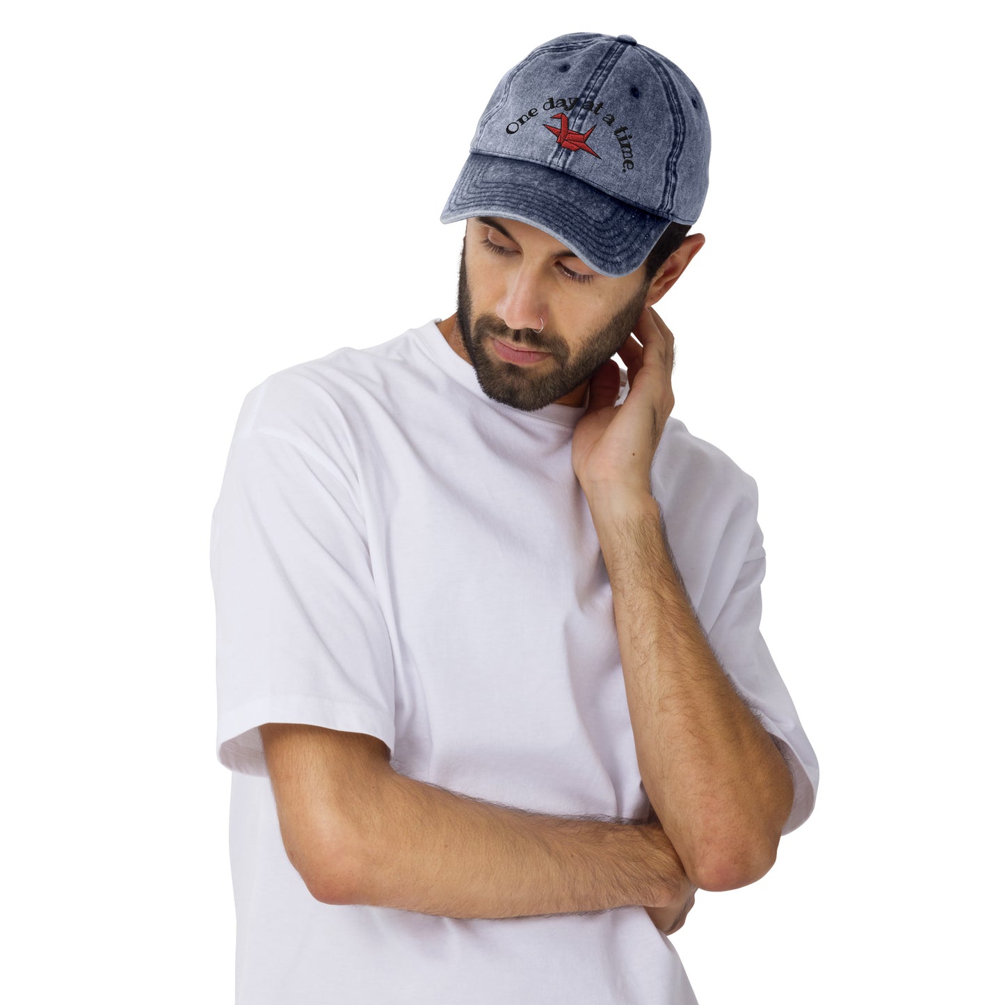ORIGAMI, Orizuru, Crane, Japanese Vintage Cotton Twill Cap
