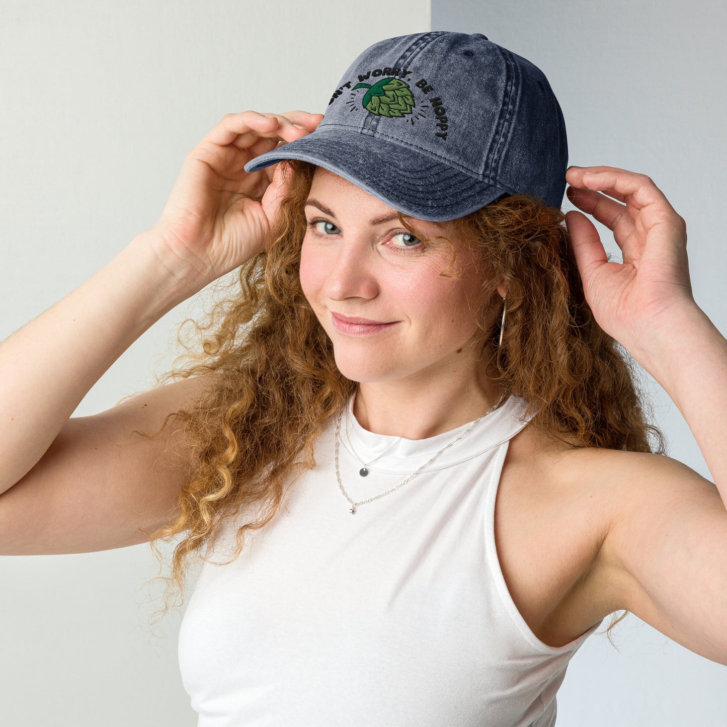 Don’t worry, be hoppy, Beer, Vintage Cotton Twill Cap