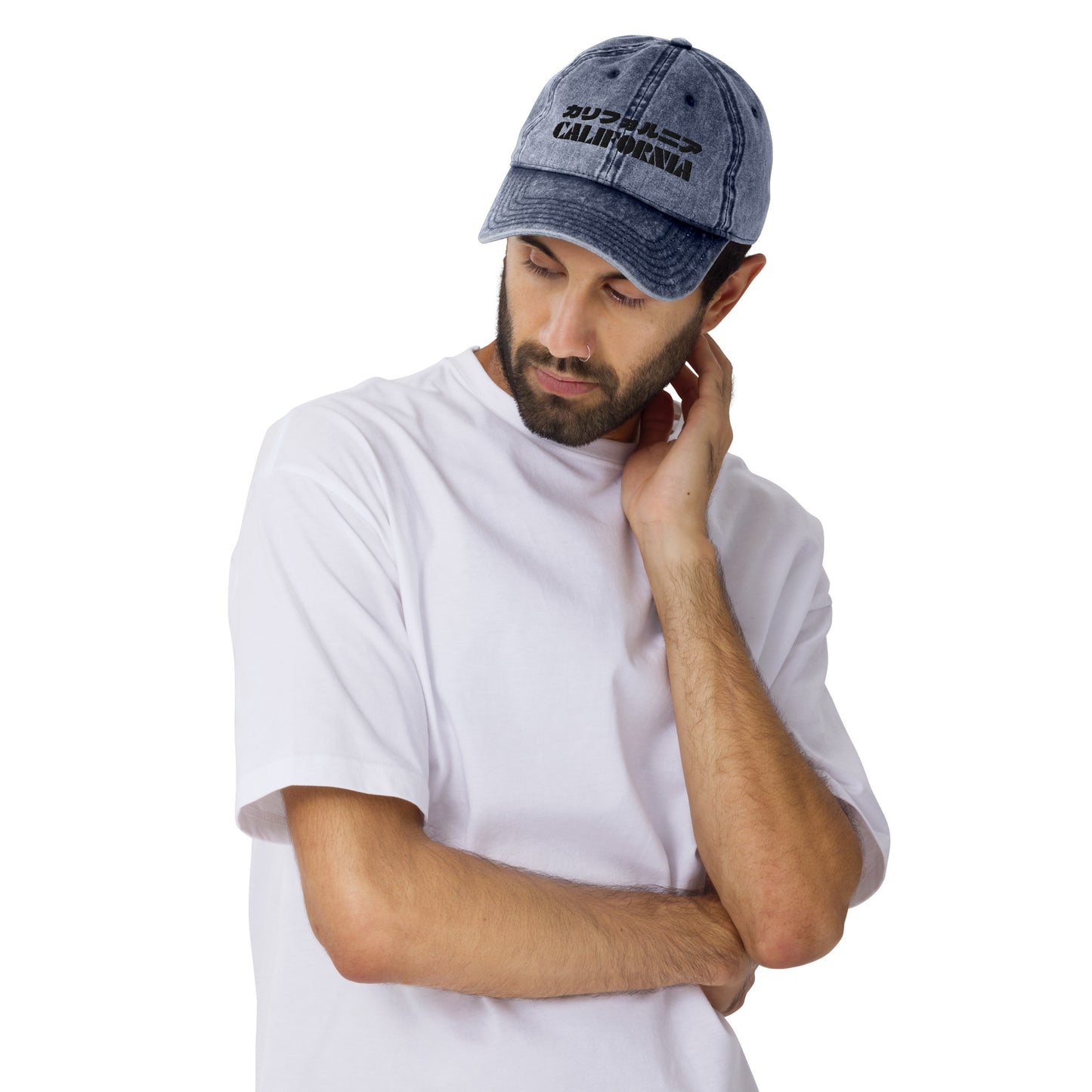 California Grizzly Bear Japanese Katakana Vintage Cotton Twill Cap