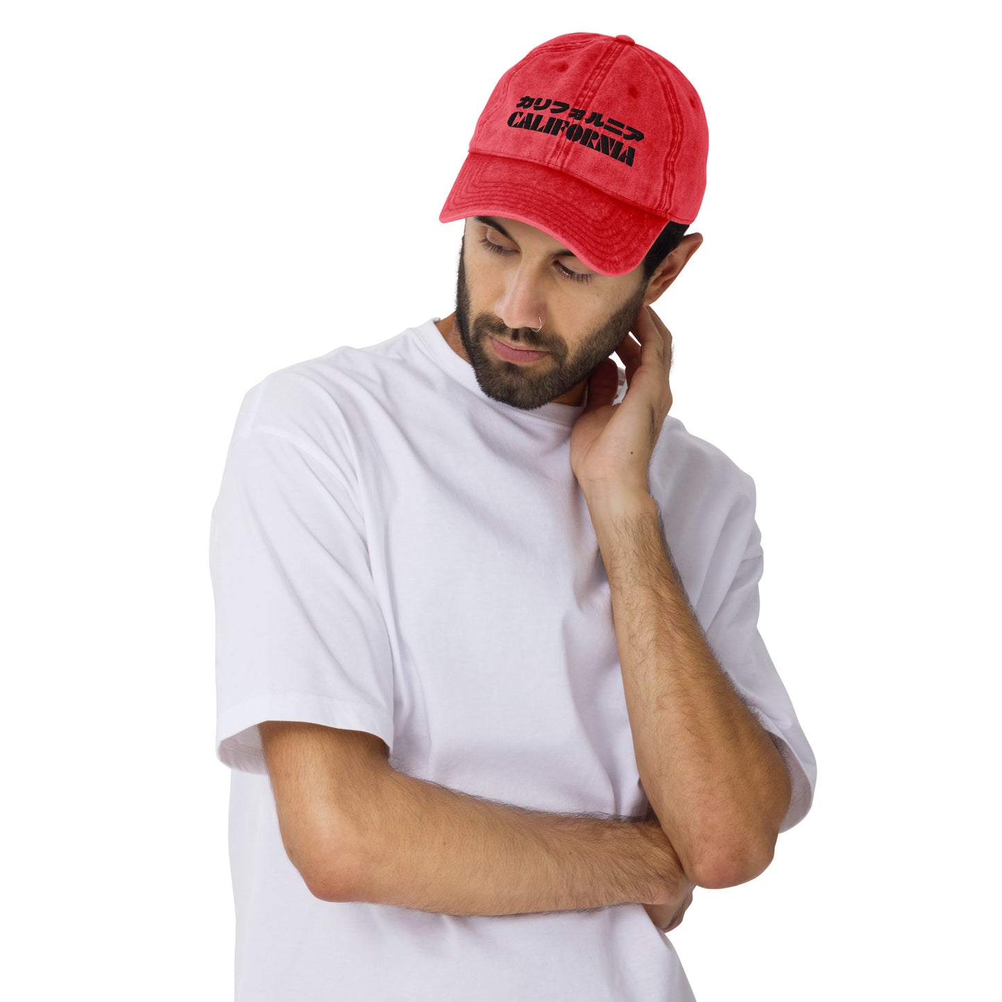 California Grizzly Bear Japanese Katakana Vintage Cotton Twill Cap