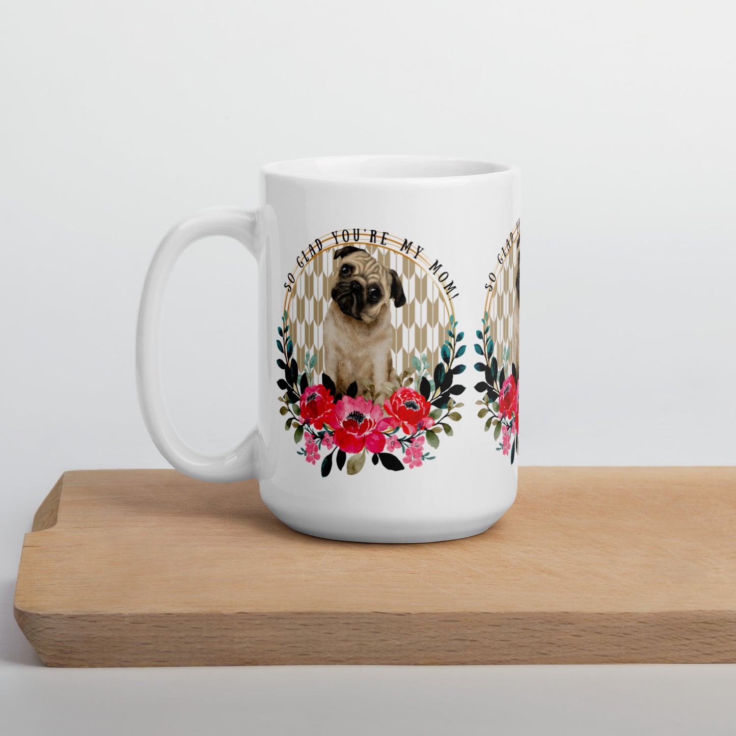 Pug Dog White glossy mug