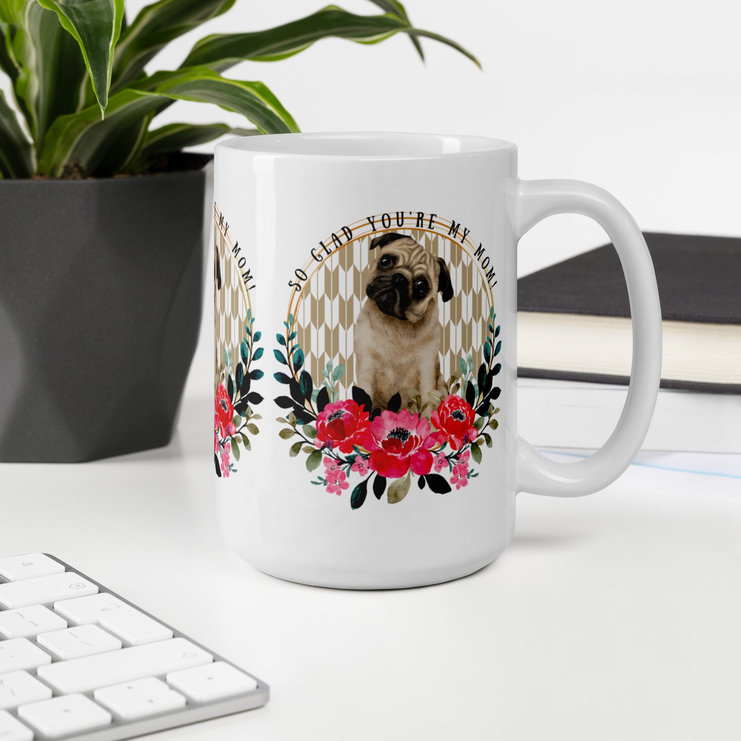 Pug Dog White glossy mug