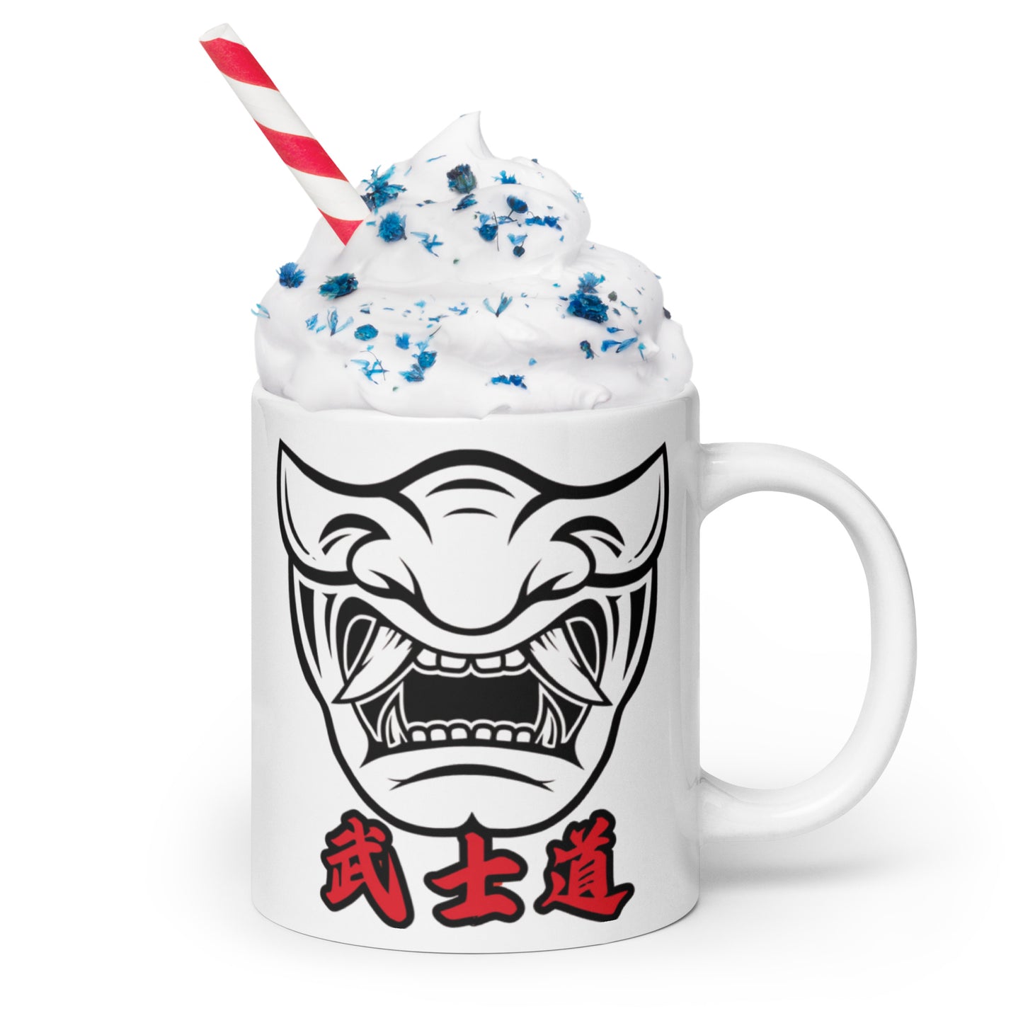 Samurai Mask Samurai Sword White glossy mug