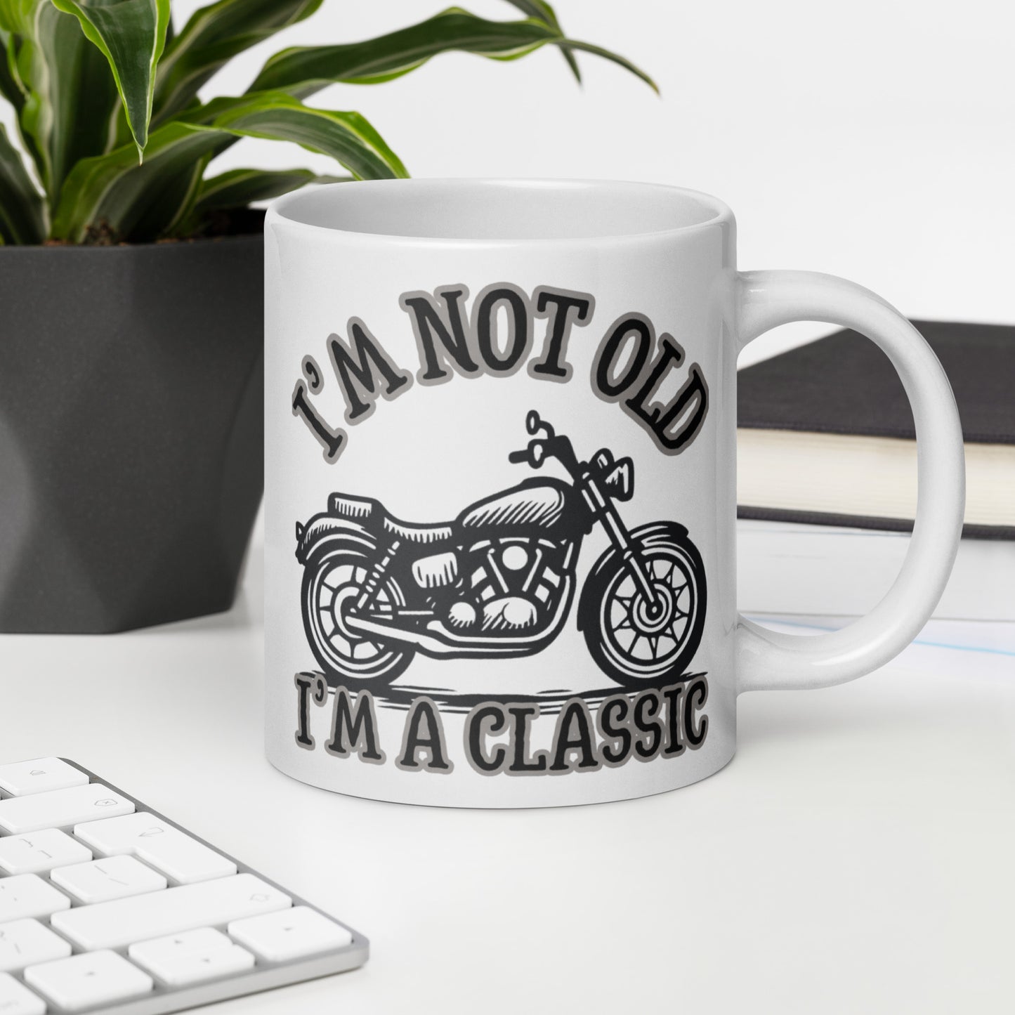 I'm Not Old I'm a Classic ,Vintage, Motorcycle Biker Mug, 20oz coffee mug, Retro Vintage, White glossy mug