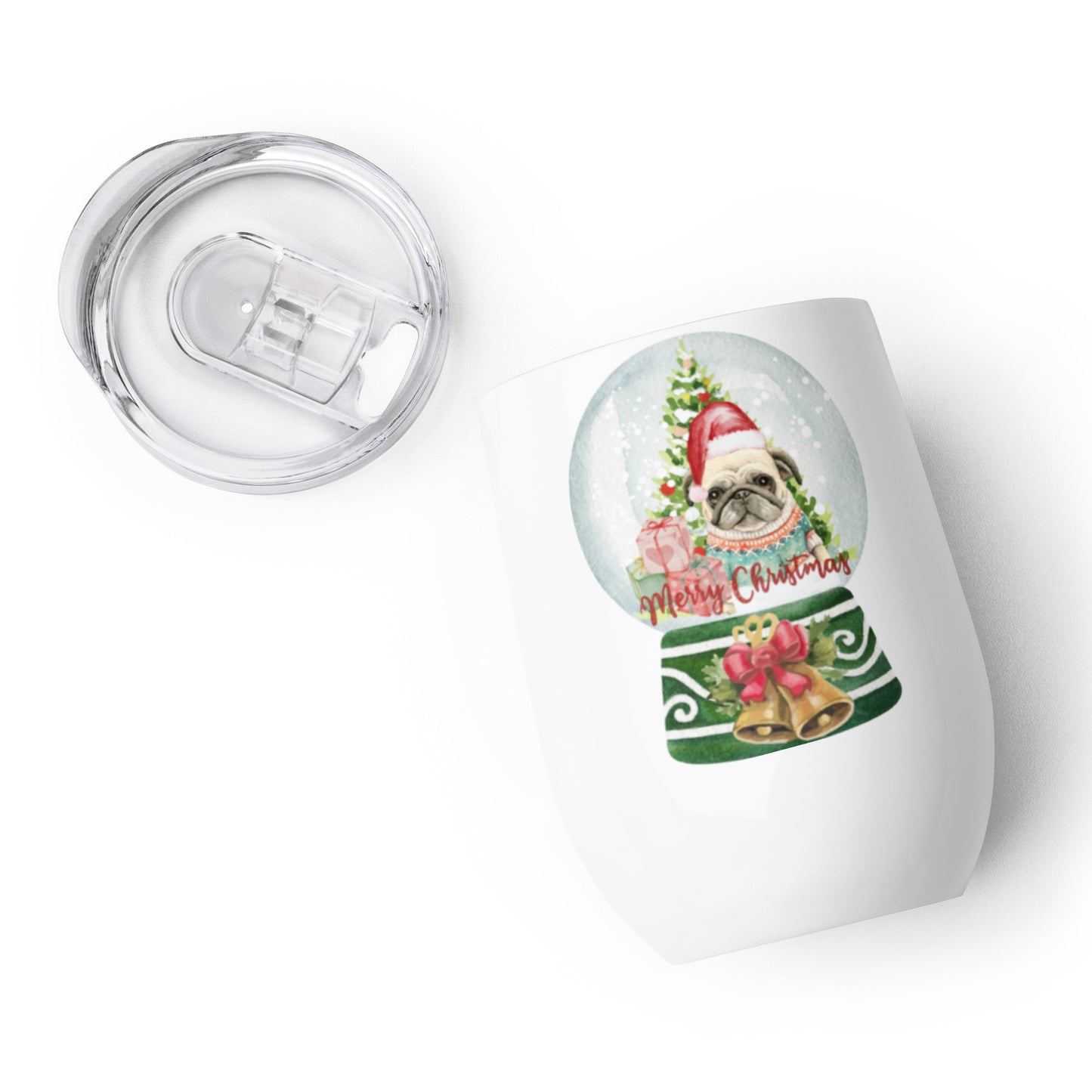 Christmas Pug Wine tumbler