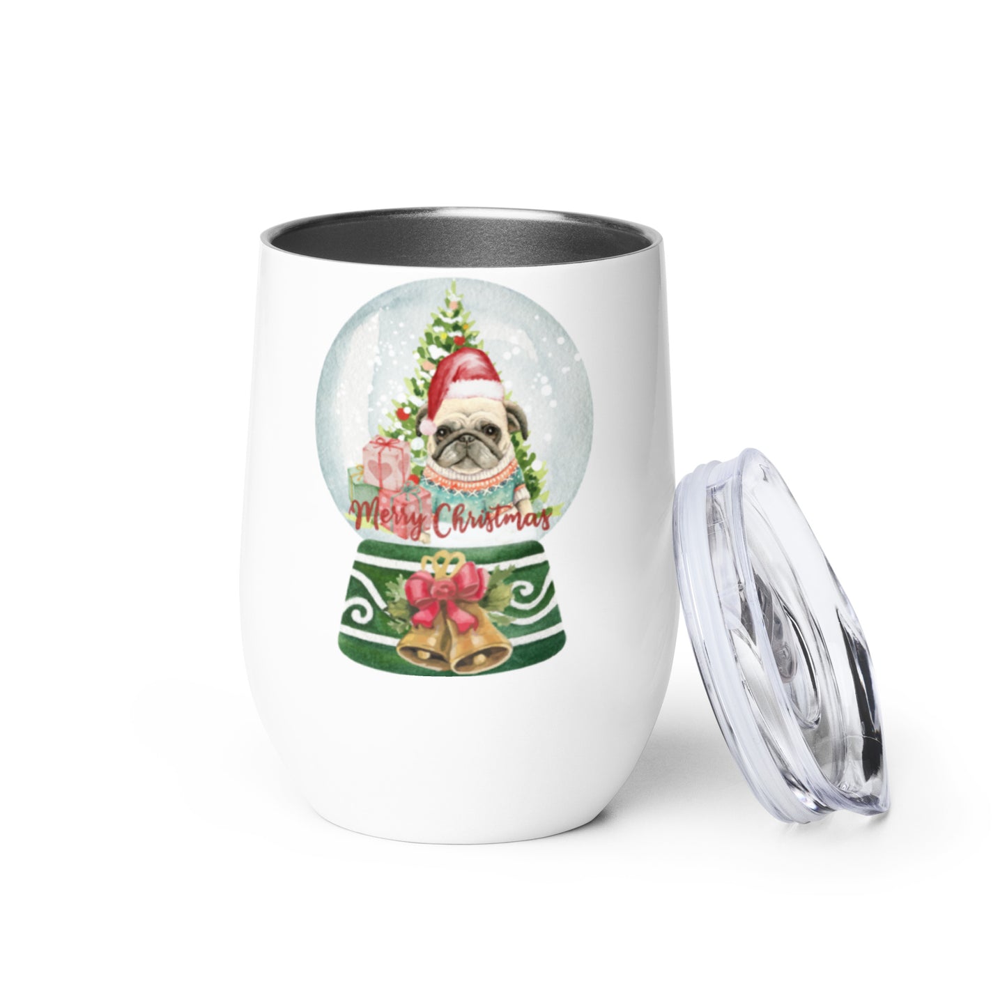 Christmas Pug Wine tumbler