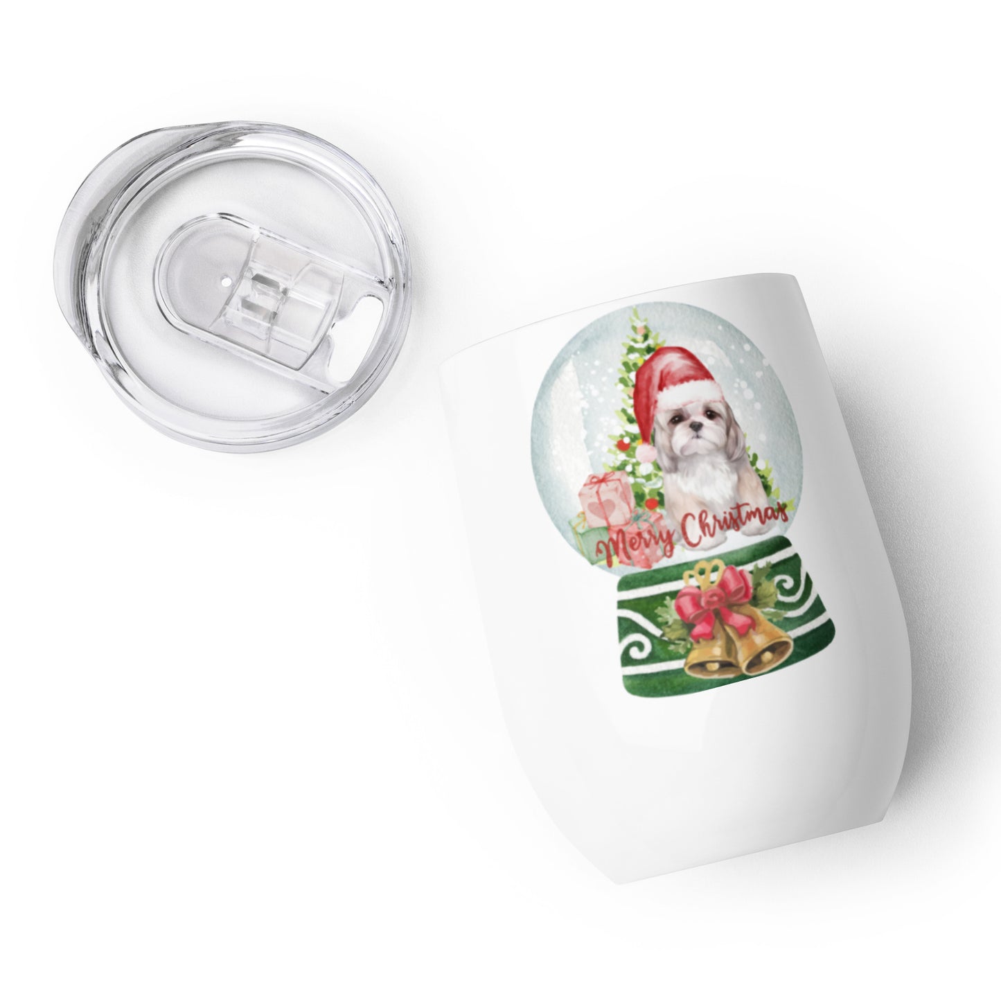 Christmas Shih Tzu Wine tumbler,