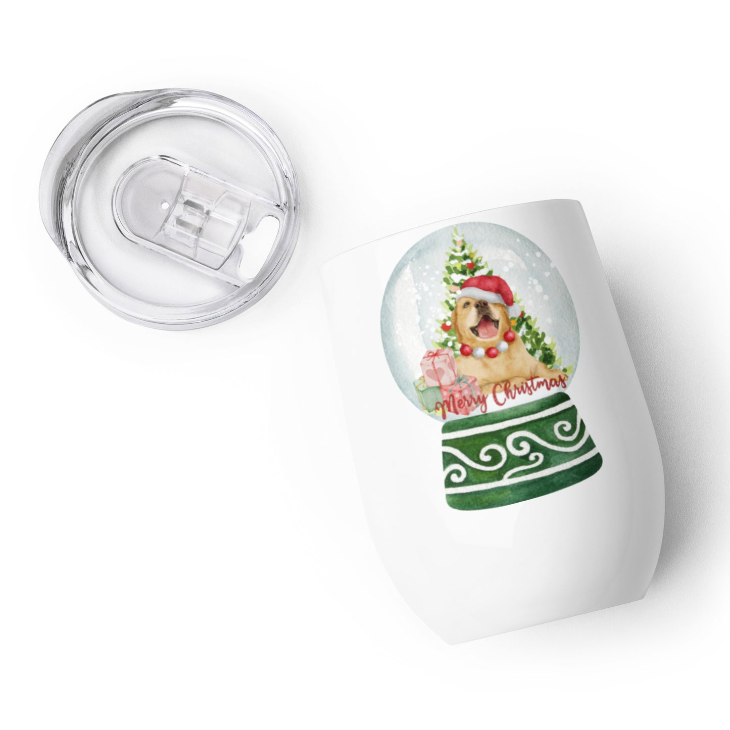 Christmas Golden Retriever Wine tumbler