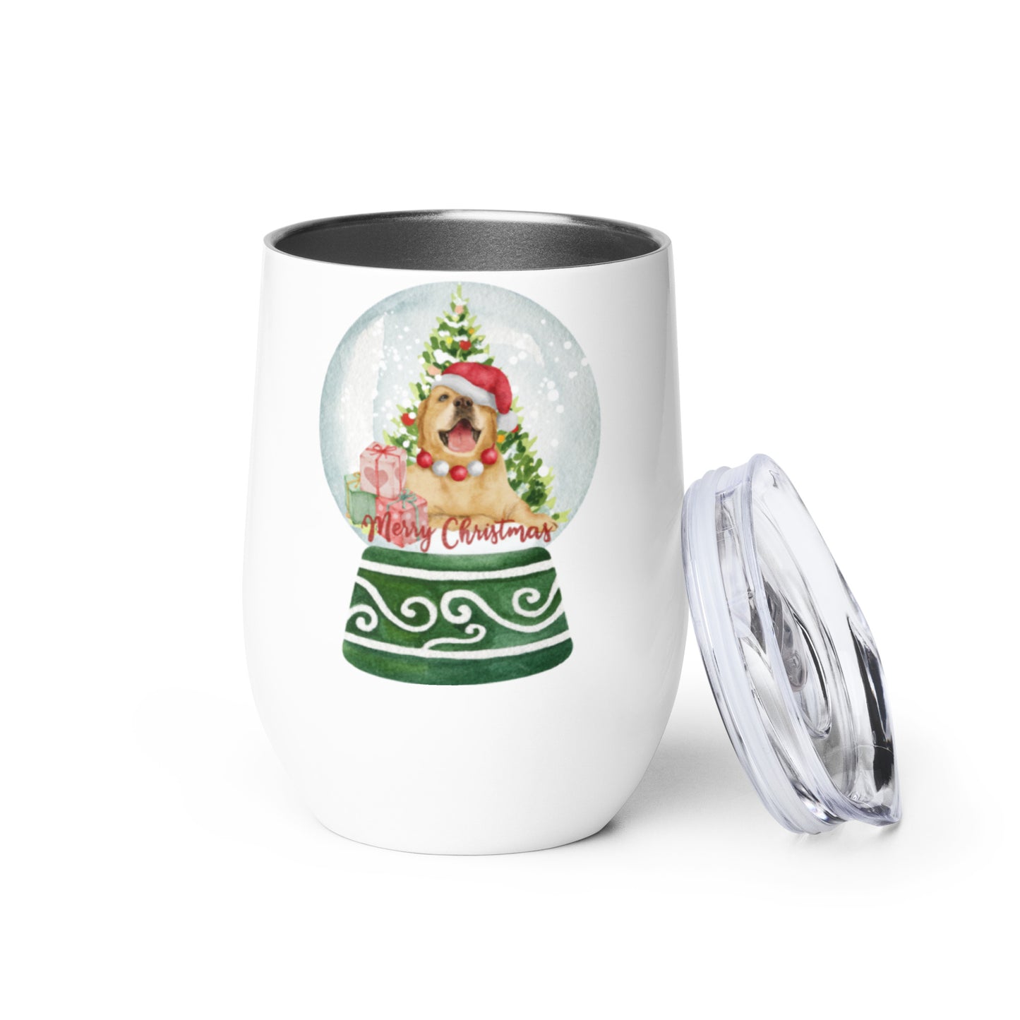 Christmas Golden Retriever Wine tumbler