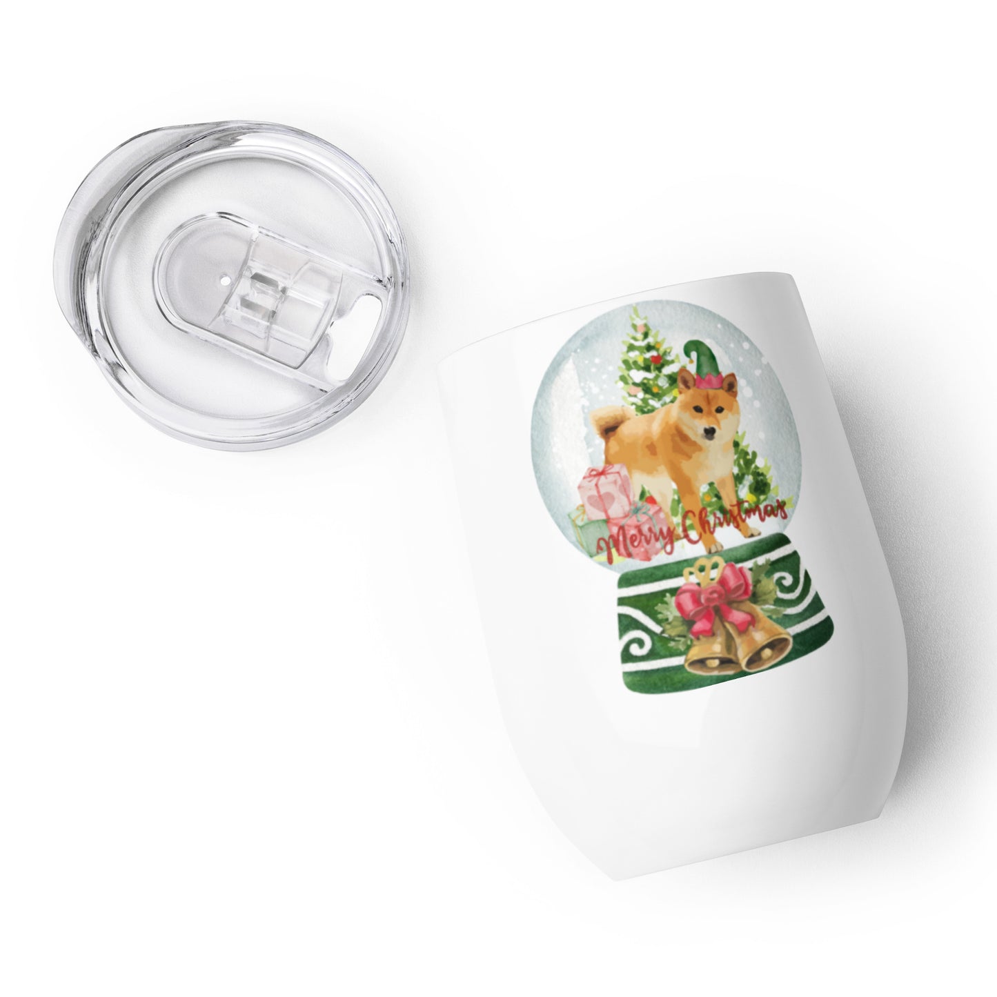 Christmas Shiba Dog Wine tumbler,