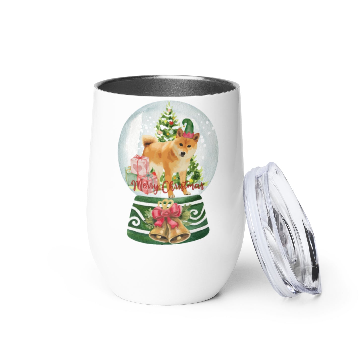 Christmas Shiba Dog Wine tumbler,