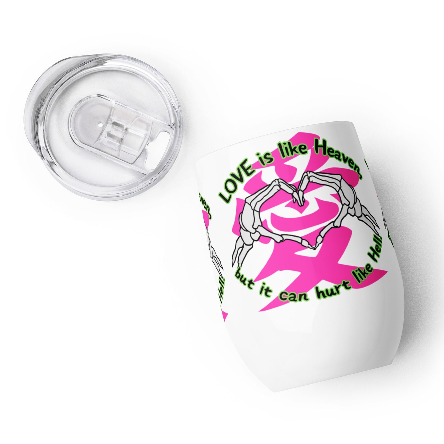 Love is like Heaven, kawaii, ai, love, Wine tumbler