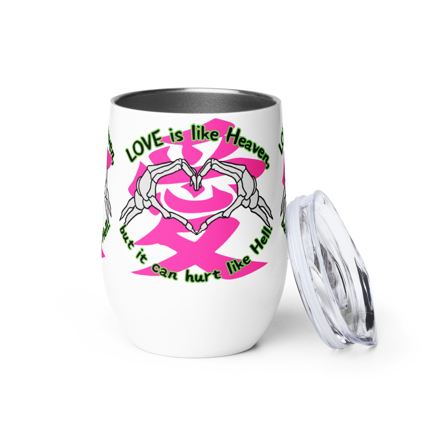 Love is like Heaven, kawaii, ai, love, Wine tumbler