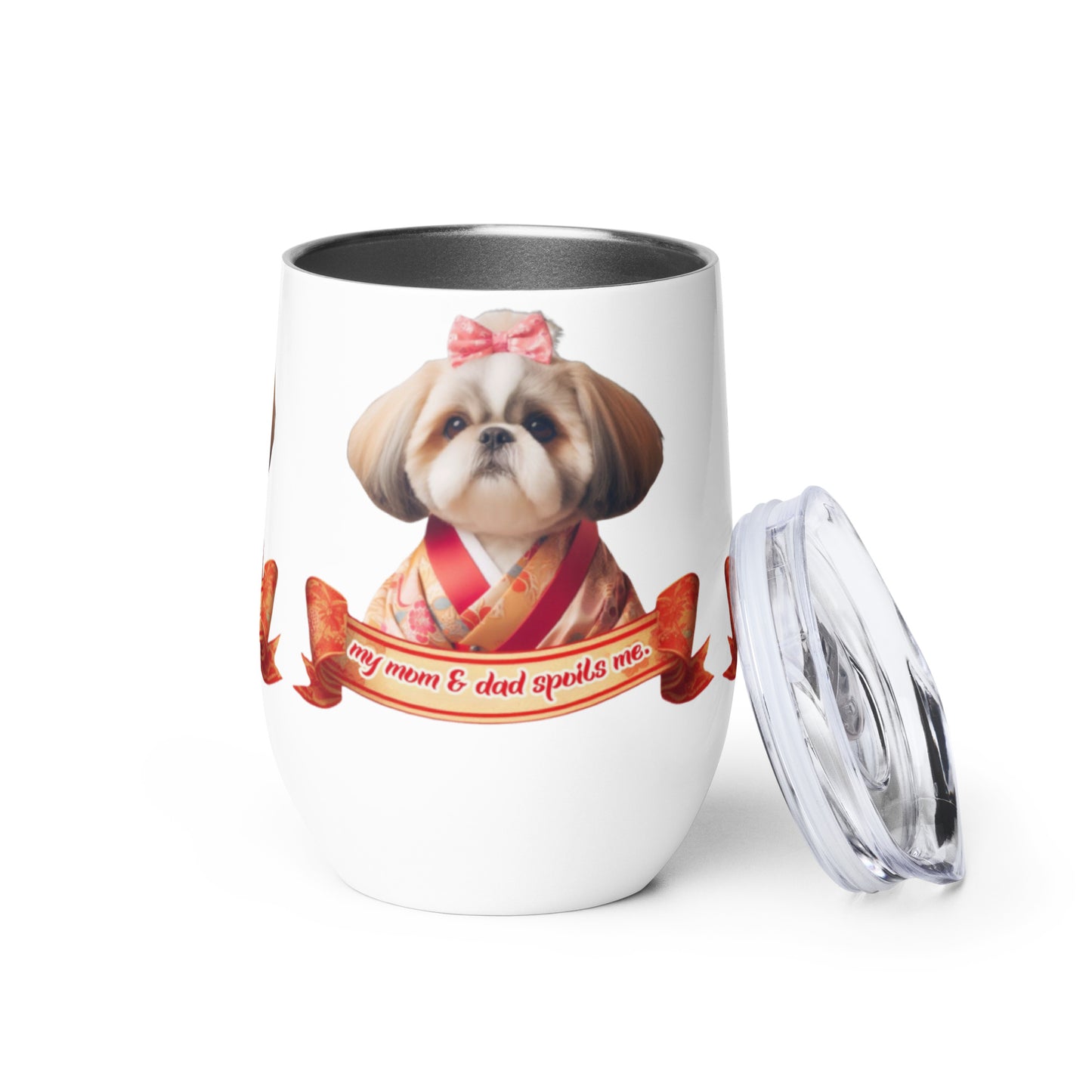 Shih Tzu Mug, Shih Tzu Gift, Shih Tzu Mom, Shih Tzu Tumbler, my mom & dad spoils me, Wine tumbler