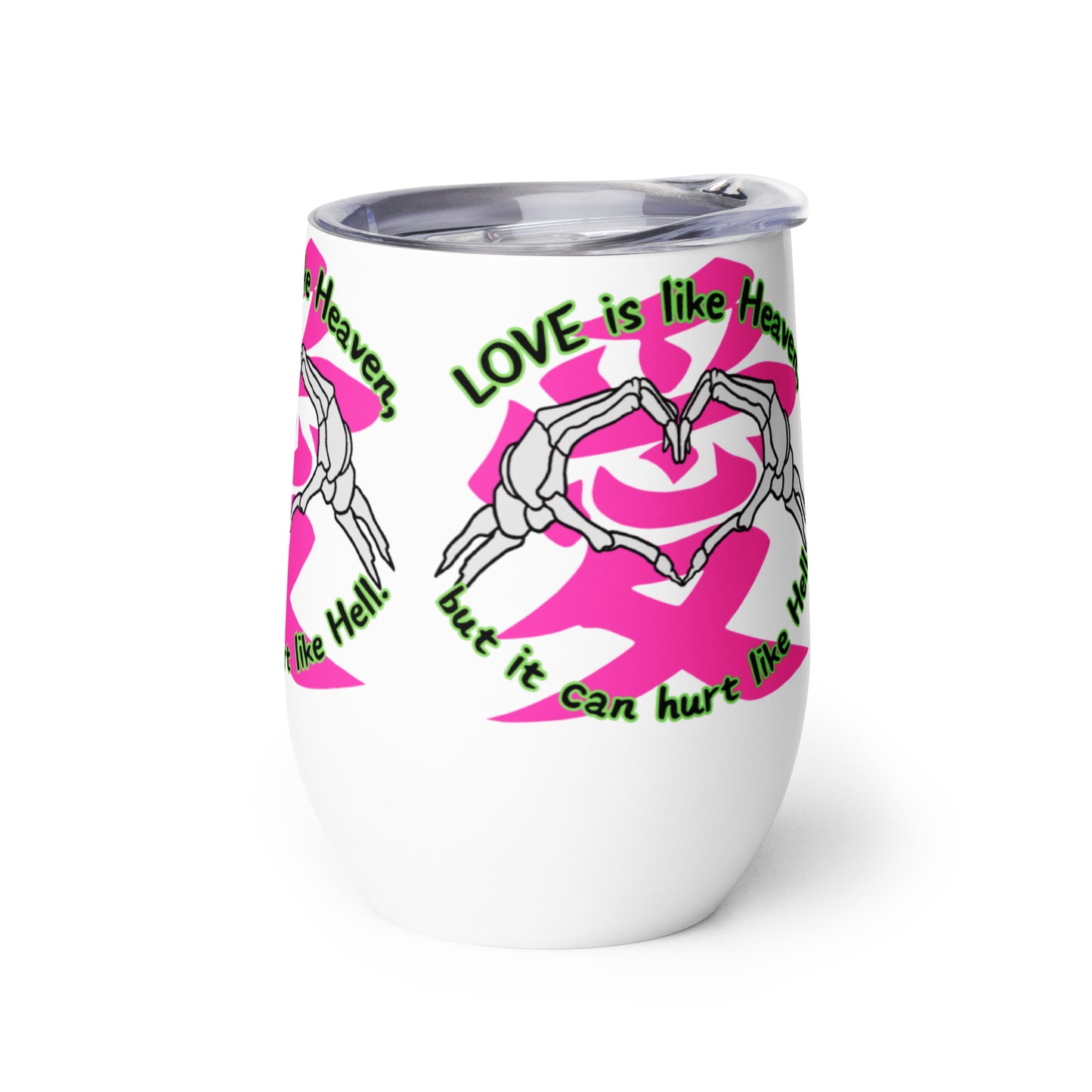 Love is like Heaven, kawaii, ai, love, Wine tumbler