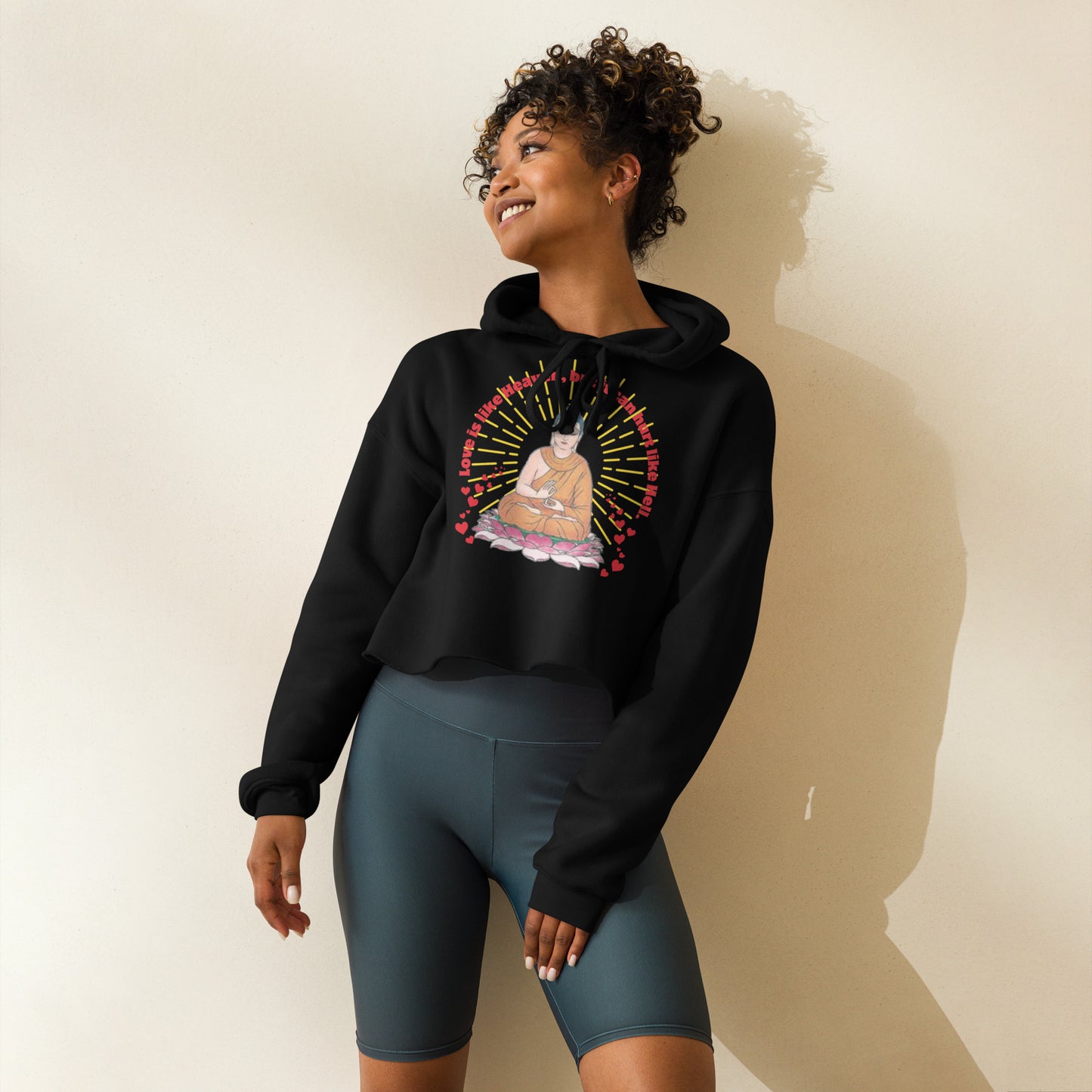Japanese Buddha, tenjoutenge Crop Hoodie