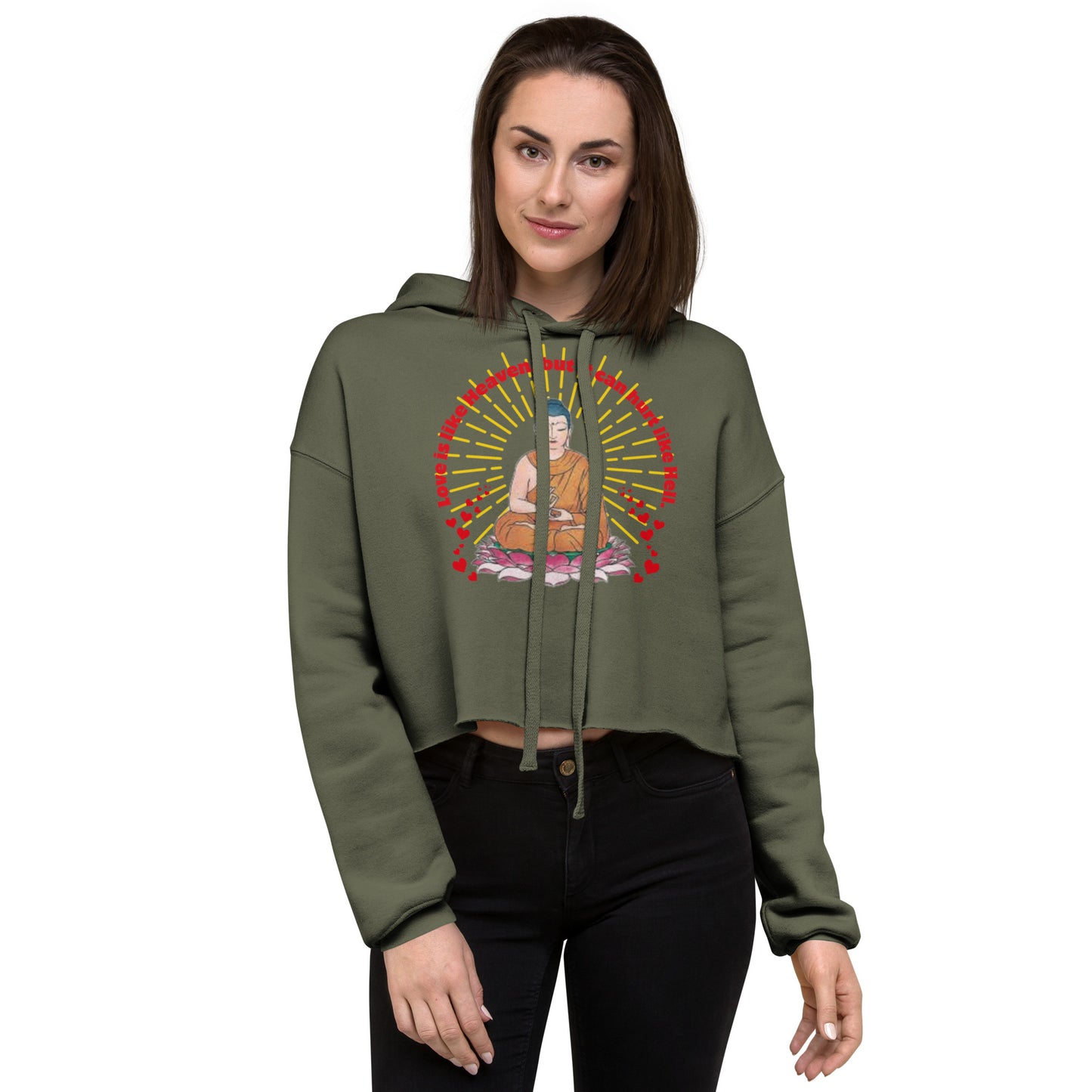 Japanese Buddha, tenjoutenge Crop Hoodie