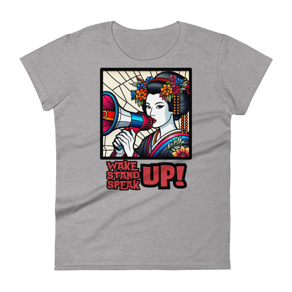 Wake Up Stand Up Speak Up, Geisha, LGBTQ, Gay pride, Against Bullying Tee, Protest shirt, Human Rights, Advocacy Top, kawaii,