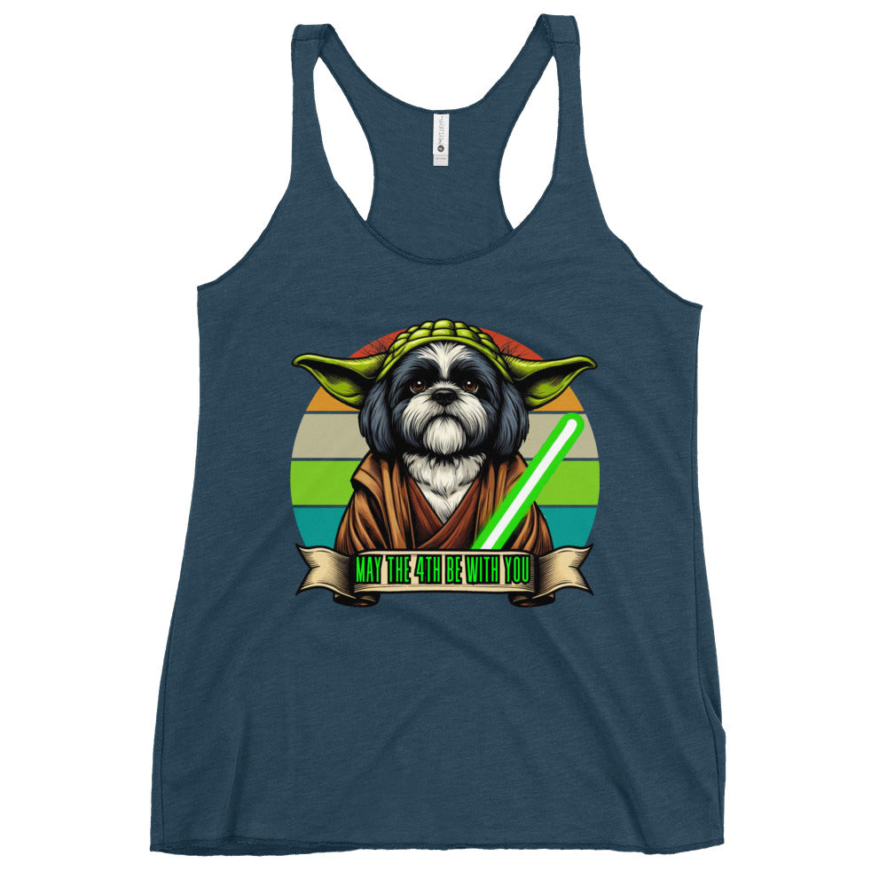 Star Wars Day, May The 4th Be with You, Yoda, ShihTzu, Shih Tzu Dog, Shih Tzu Gift , Shih Tzu mama Mother's day, Kawaii Tank Women's Racerback Tank