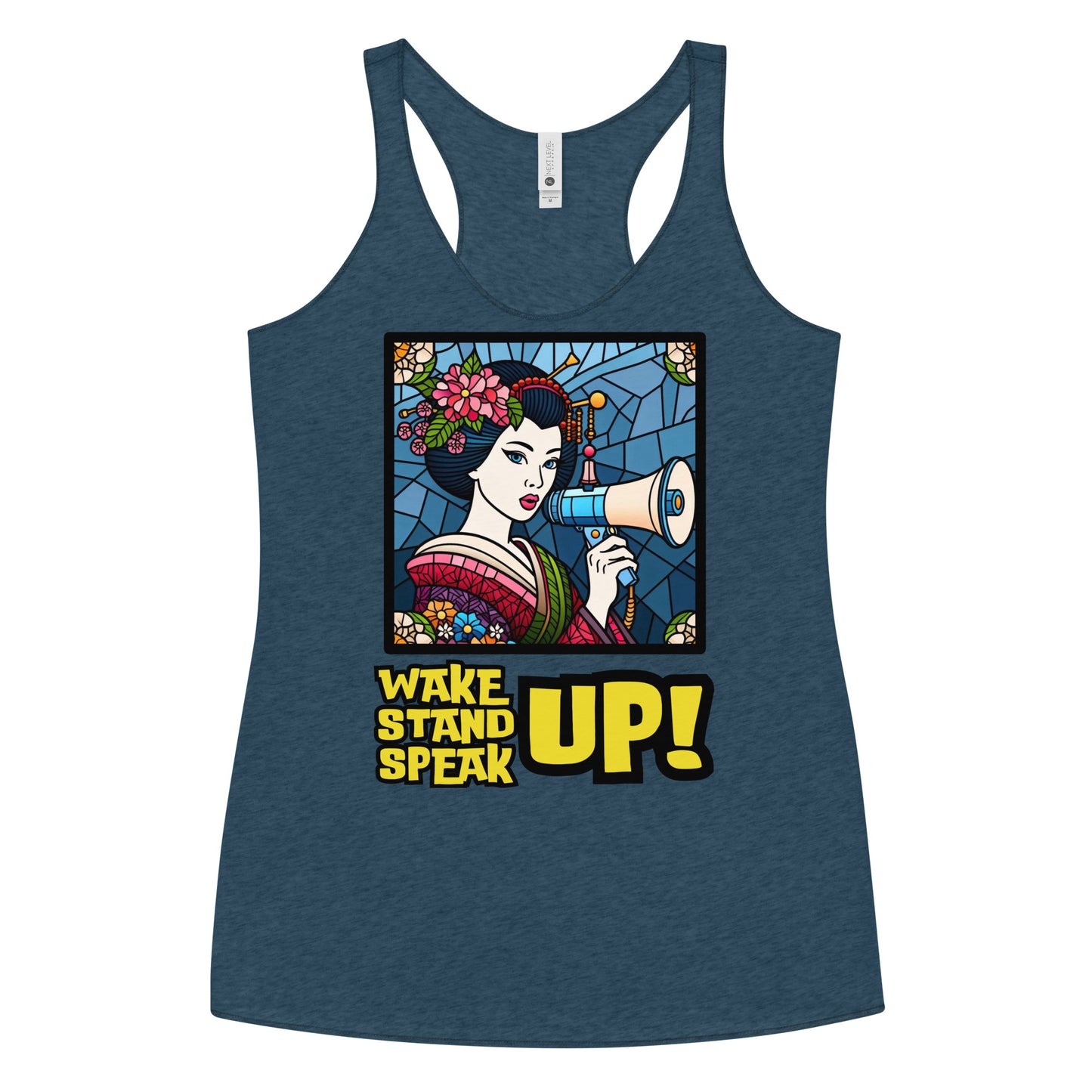 Wake Up Stand Up Speak Up, LGBTQ, Geisha, gay pride, Against Bullying Top, Protest Tank, Human Rights, Advocacy Top, Kawaii Racerback Tank Women's Racerback Tank