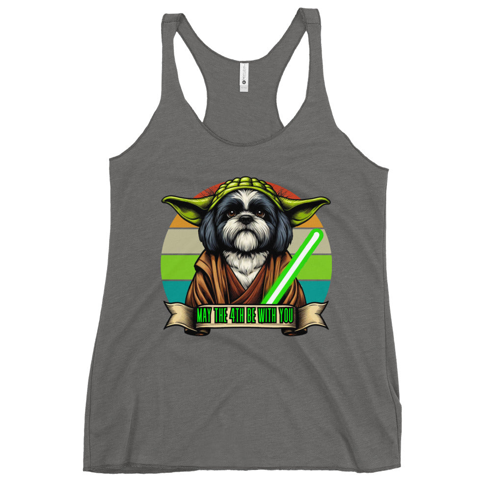 Star Wars Day, May The 4th Be with You, Yoda, ShihTzu, Shih Tzu Dog, Shih Tzu Gift , Shih Tzu mama Mother's day, Kawaii Tank Women's Racerback Tank