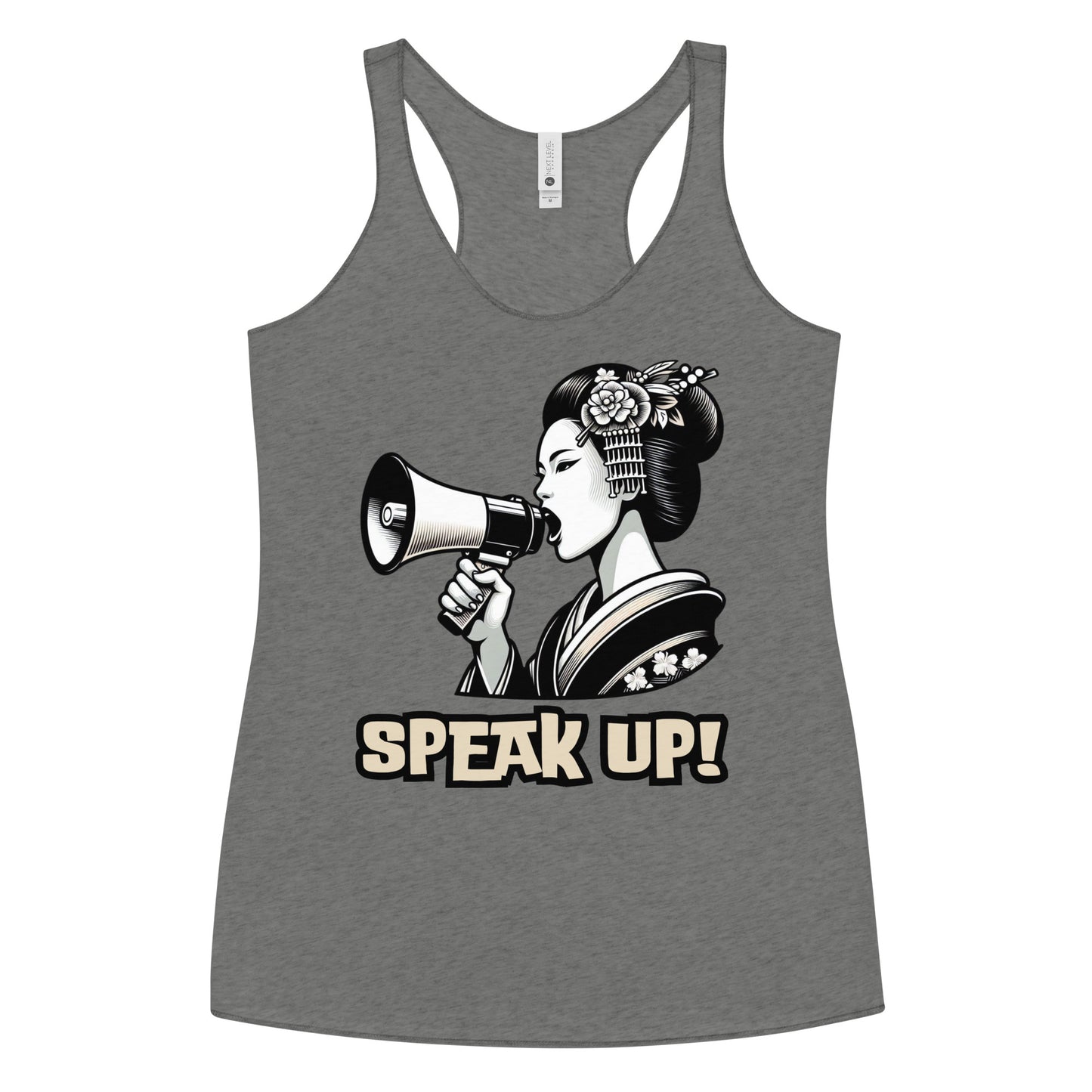 Speak Up, Kawai, Geisha girl, LGBTQ, gay pride, Against Bullying Tank, Protest tank, Human Rights, Advocacy Top, Japanese, Racerback Tank