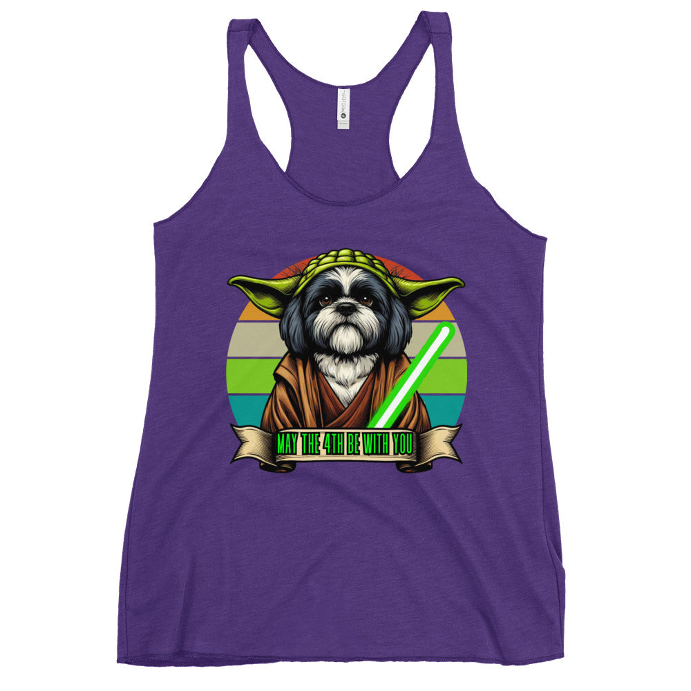 Star Wars Day, May The 4th Be with You, Yoda, ShihTzu, Shih Tzu Dog, Shih Tzu Gift , Shih Tzu mama Mother's day, Kawaii Tank Women's Racerback Tank