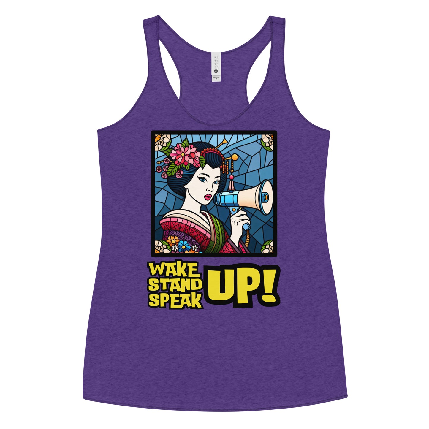Wake Up Stand Up Speak Up, LGBTQ, Geisha, gay pride, Against Bullying Top, Protest Tank, Human Rights, Advocacy Top, Kawaii Racerback Tank Women's Racerback Tank