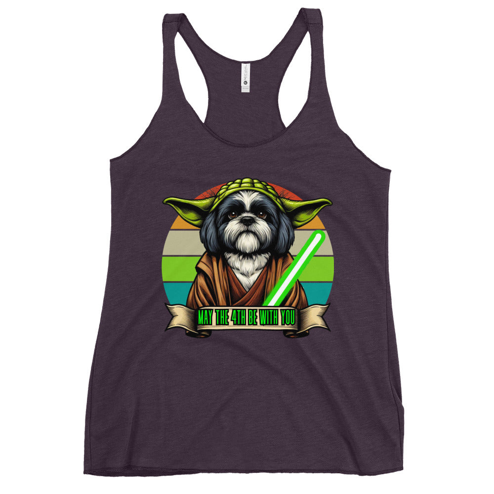 Star Wars Day, May The 4th Be with You, Yoda, ShihTzu, Shih Tzu Dog, Shih Tzu Gift , Shih Tzu mama Mother's day, Kawaii Tank Women's Racerback Tank