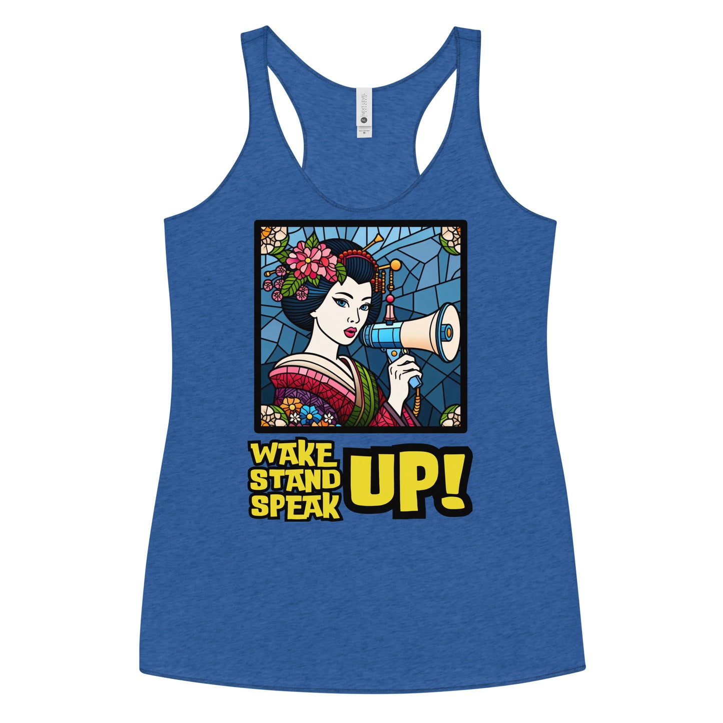 Wake Up Stand Up Speak Up, LGBTQ, Geisha, gay pride, Against Bullying Top, Protest Tank, Human Rights, Advocacy Top, Kawaii Racerback Tank Women's Racerback Tank