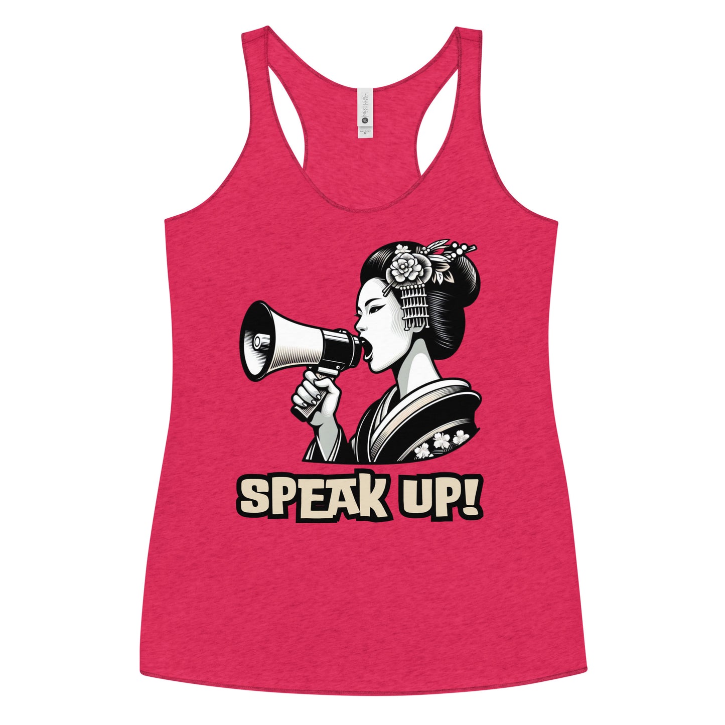 Speak Up, Kawai, Geisha girl, LGBTQ, gay pride, Against Bullying Tank, Protest tank, Human Rights, Advocacy Top, Japanese, Racerback Tank