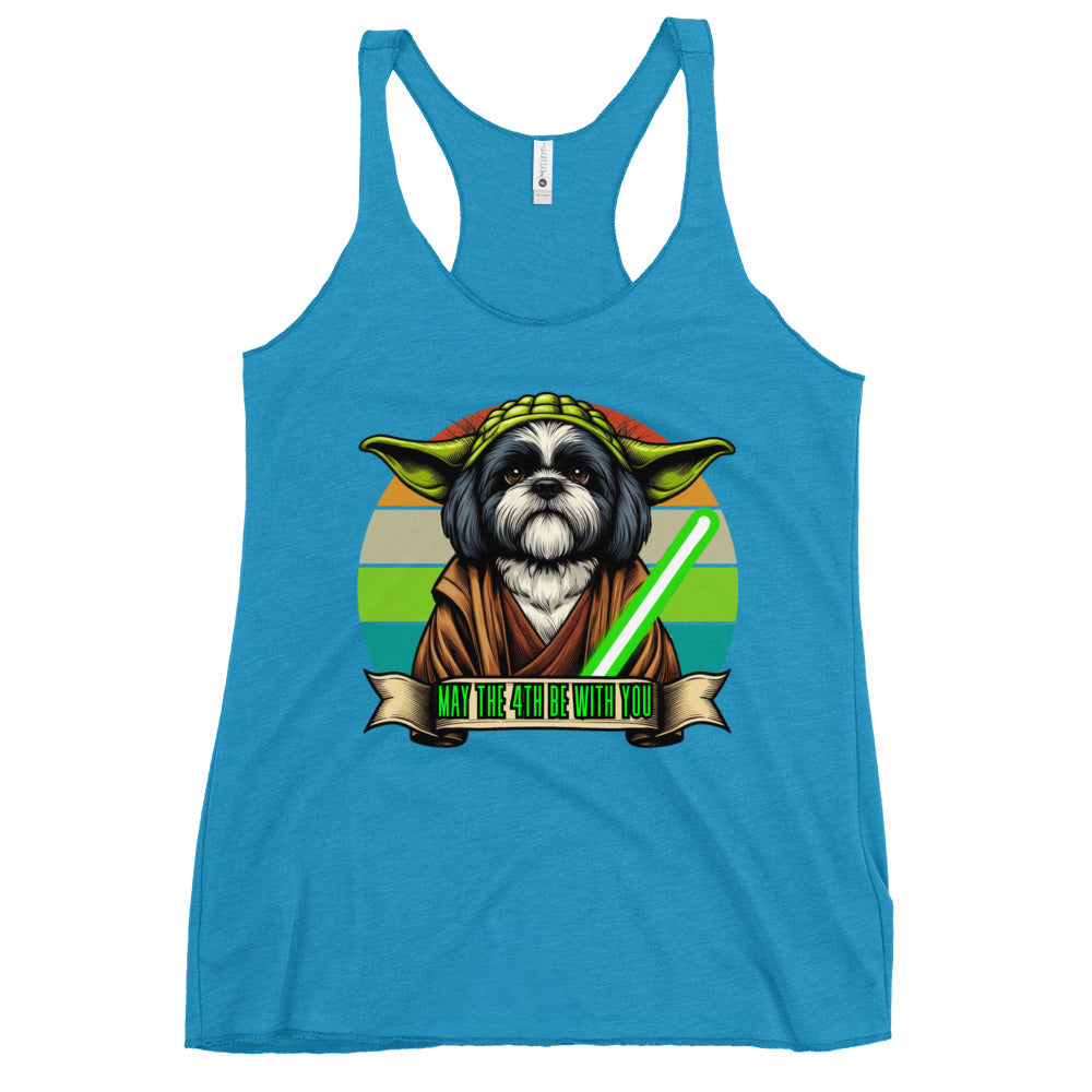 Star Wars Day, May The 4th Be with You, Yoda, ShihTzu, Shih Tzu Dog, Shih Tzu Gift , Shih Tzu mama Mother's day, Kawaii Tank Women's Racerback Tank