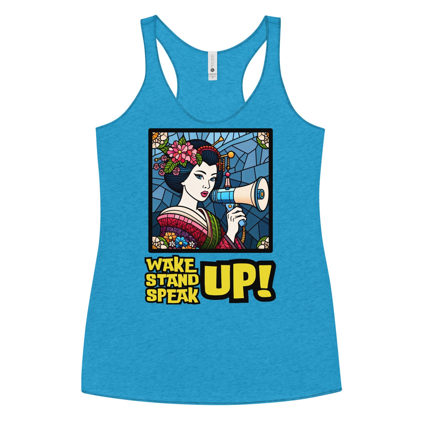 Wake Up Stand Up Speak Up, LGBTQ, Geisha, gay pride, Against Bullying Top, Protest Tank, Human Rights, Advocacy Top, Kawaii Racerback Tank Women's Racerback Tank