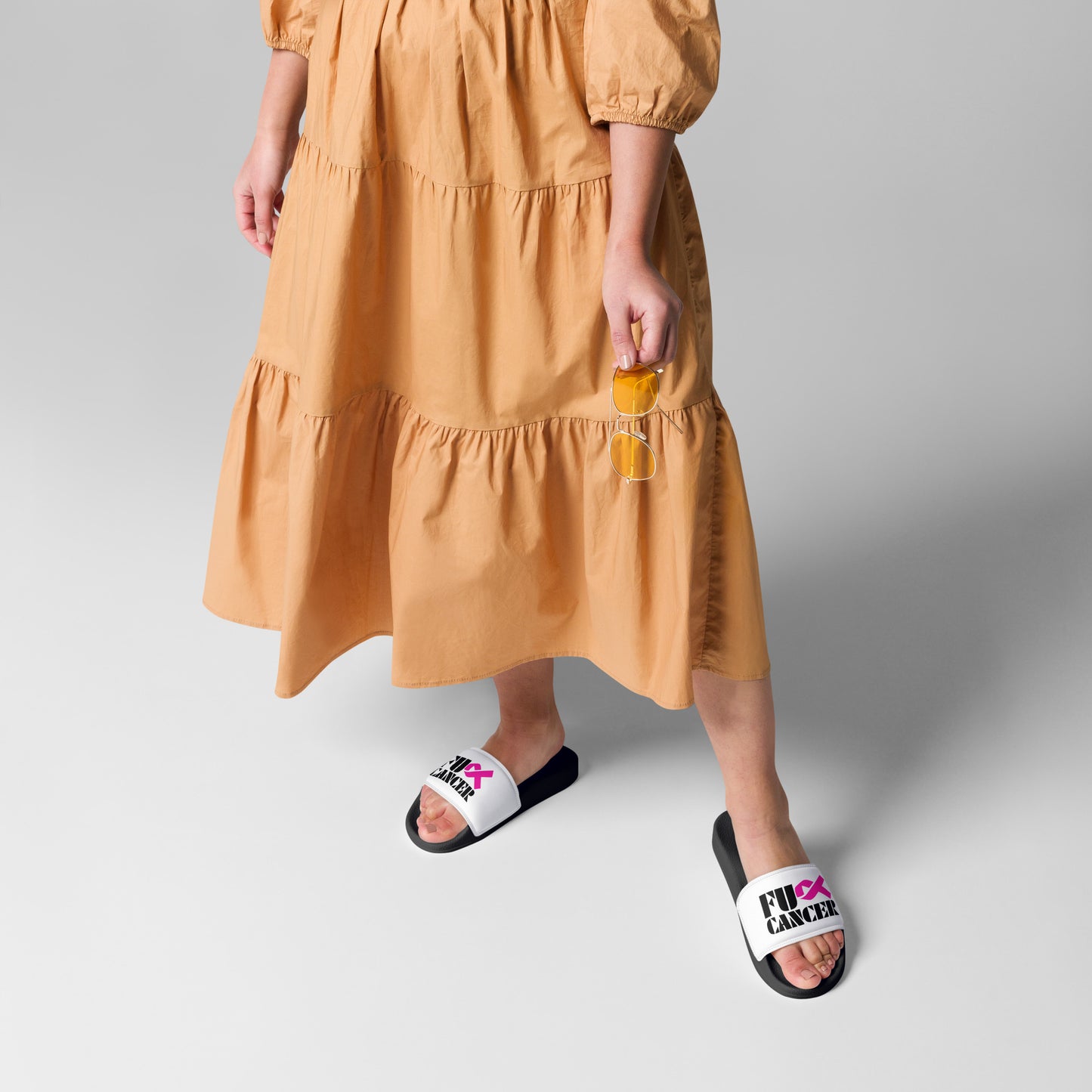 Fuck Cancer, Slippers, Sandals, White. Women's slides