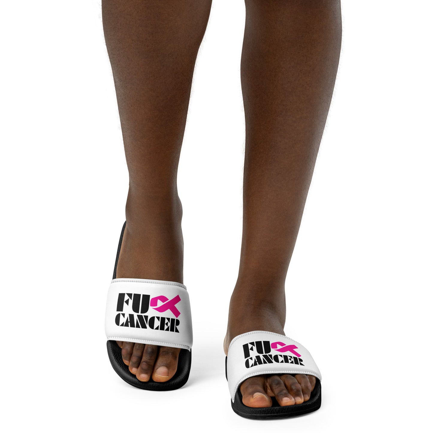 Fuck Cancer, Slippers, Sandals, White. Women's slides