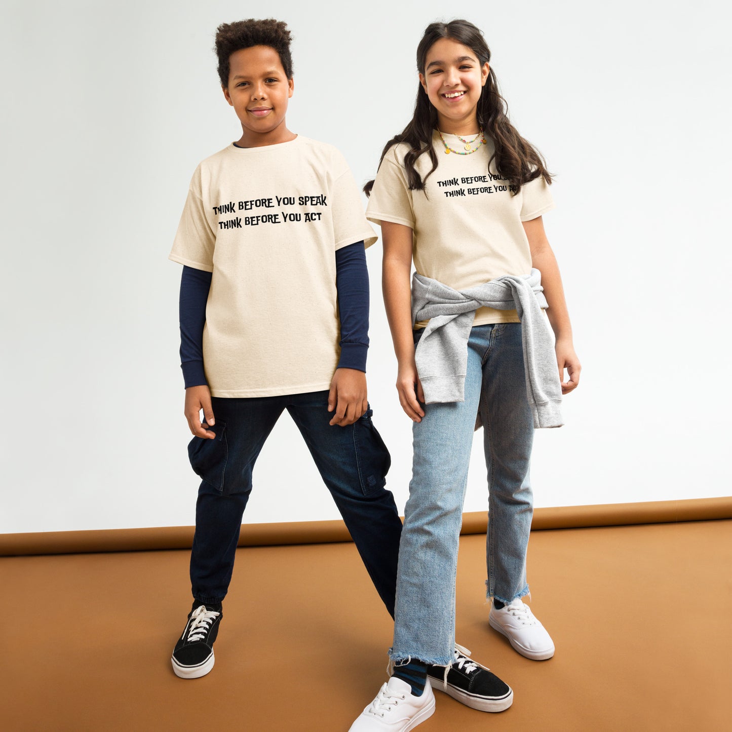 Think before you speak Think before you act. Unisex Kids' Youth T-shirt, Youth classic tee