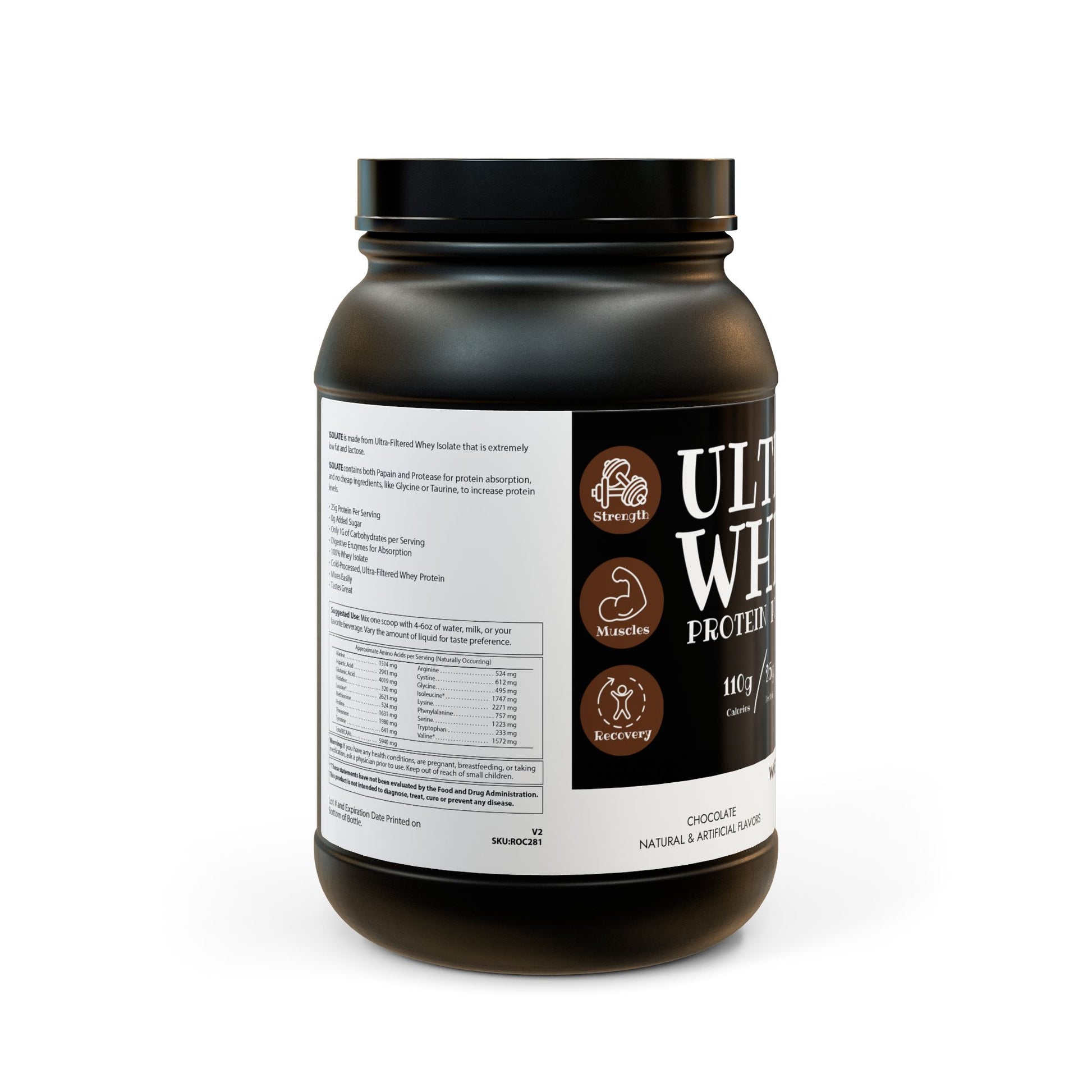 Whey Isolate Protein Supplement (907g, 2lb)Chocolate, 25g Protein, Protein Shake for Muscle Strength & Recovery
