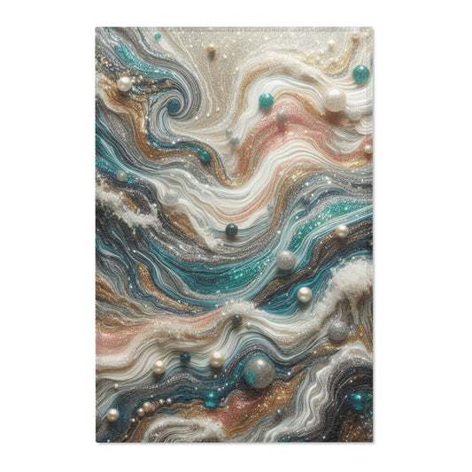 The Edge of the Universe, pearl splashes into the waves of resin art, Heartwarming gift, Gifts for wife Gift for mom Wedding Gift, Area Rugs