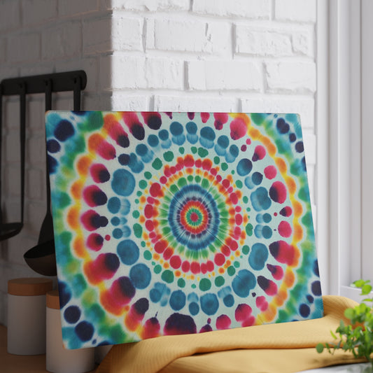 Tie Dye, Rainbow Heart, Psychedelic Hippie, 1970s, Retro Decor, Boho, Housewarming Gift, Grateful Dead Love, Camping, Glass Cutting Board