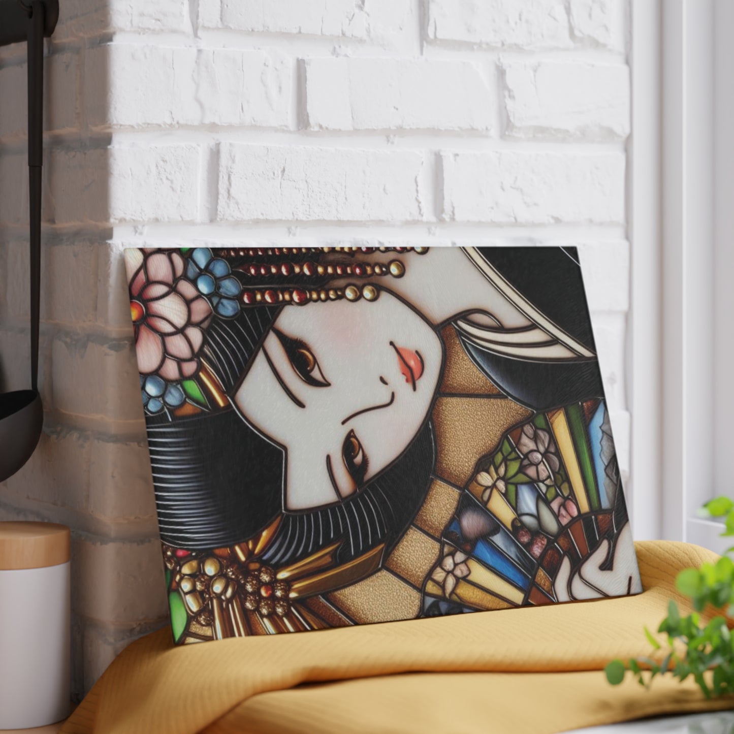 Geisha Cutting board, Glass Cutting Board, California Cutting Board, Kitchen Decor, Wedding Gift, Anniversary Gift, Japan Cutting Board