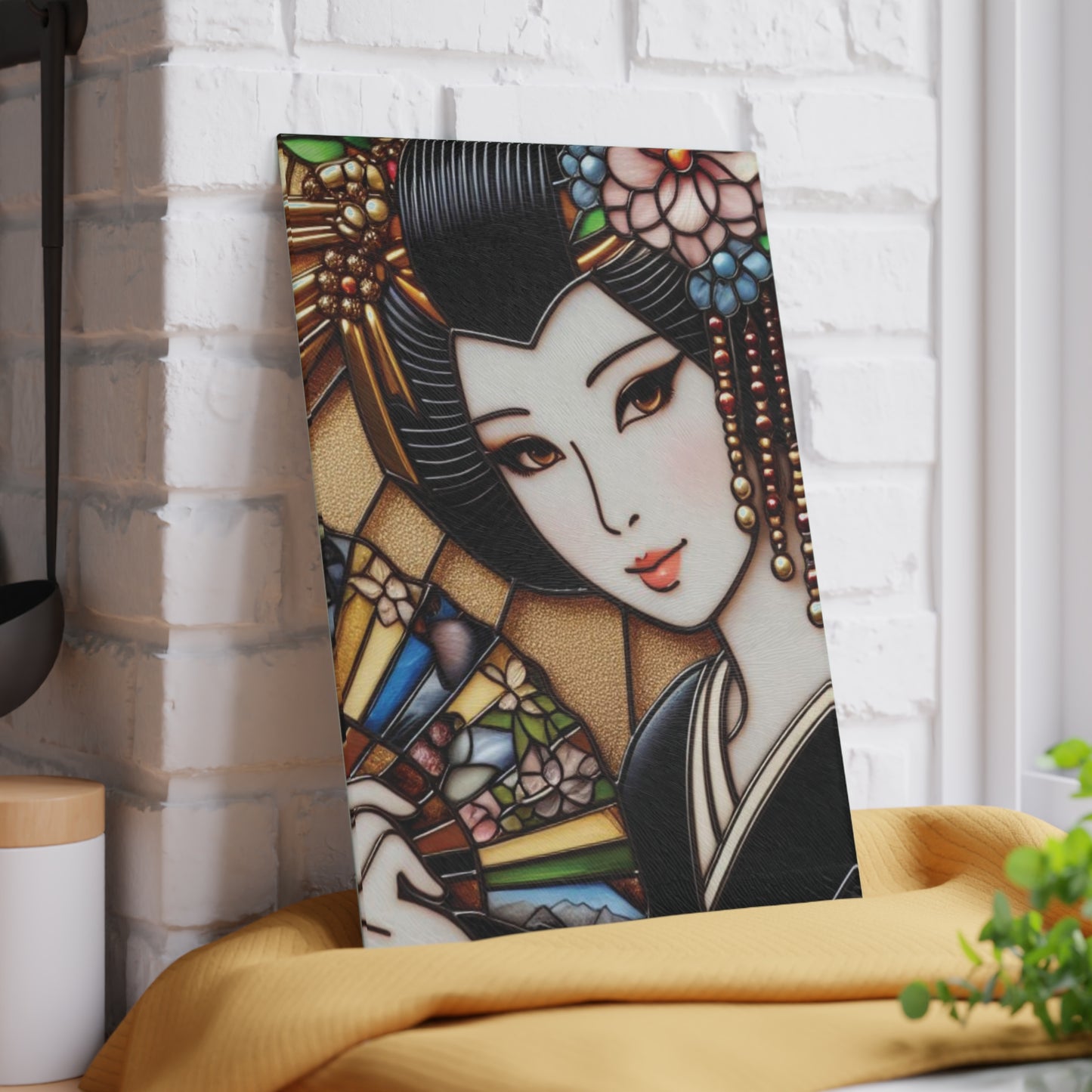 Geisha Cutting board, Glass Cutting Board, California Cutting Board, Kitchen Decor, Wedding Gift, Anniversary Gift, Japan Cutting Board