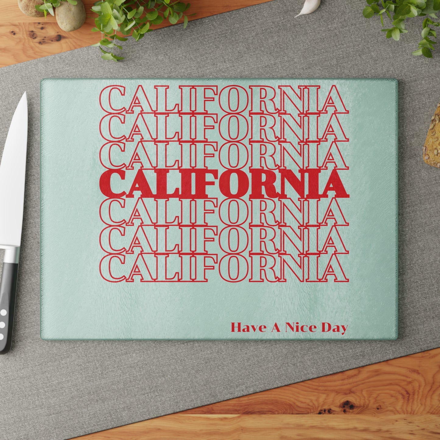 California Cutting board, California souvenir, Kawaii Kitchen Decor, Wedding Gift, Anniversary Gift, Glass Cutting Board, Glass Cutting Board