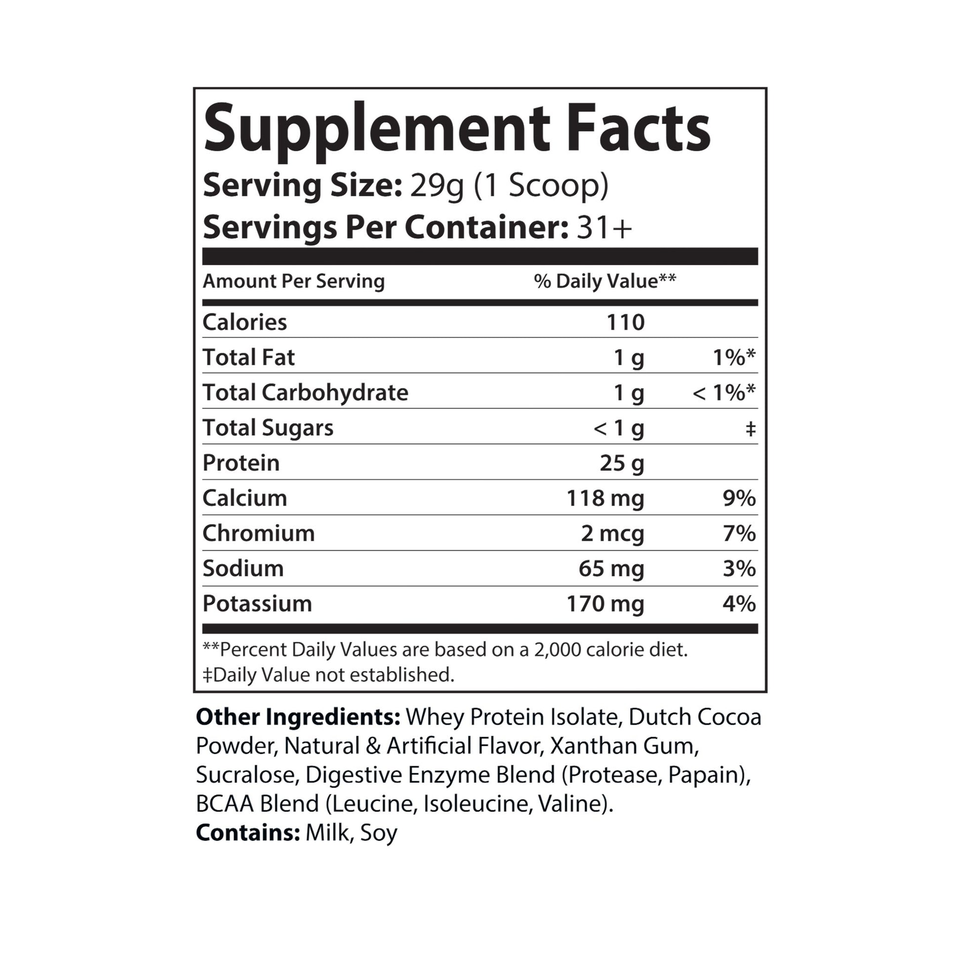 Whey Isolate Protein Supplement (907g, 2lb)Chocolate, 25g Protein, Protein Shake for Muscle Strength & Recovery
