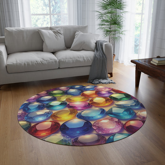 Colorful stones, Cute stones, sparkling stones, Housewarming gifts, wedding gifts, Gay pride, rainbow colors, gem, unique gift, Round Rug