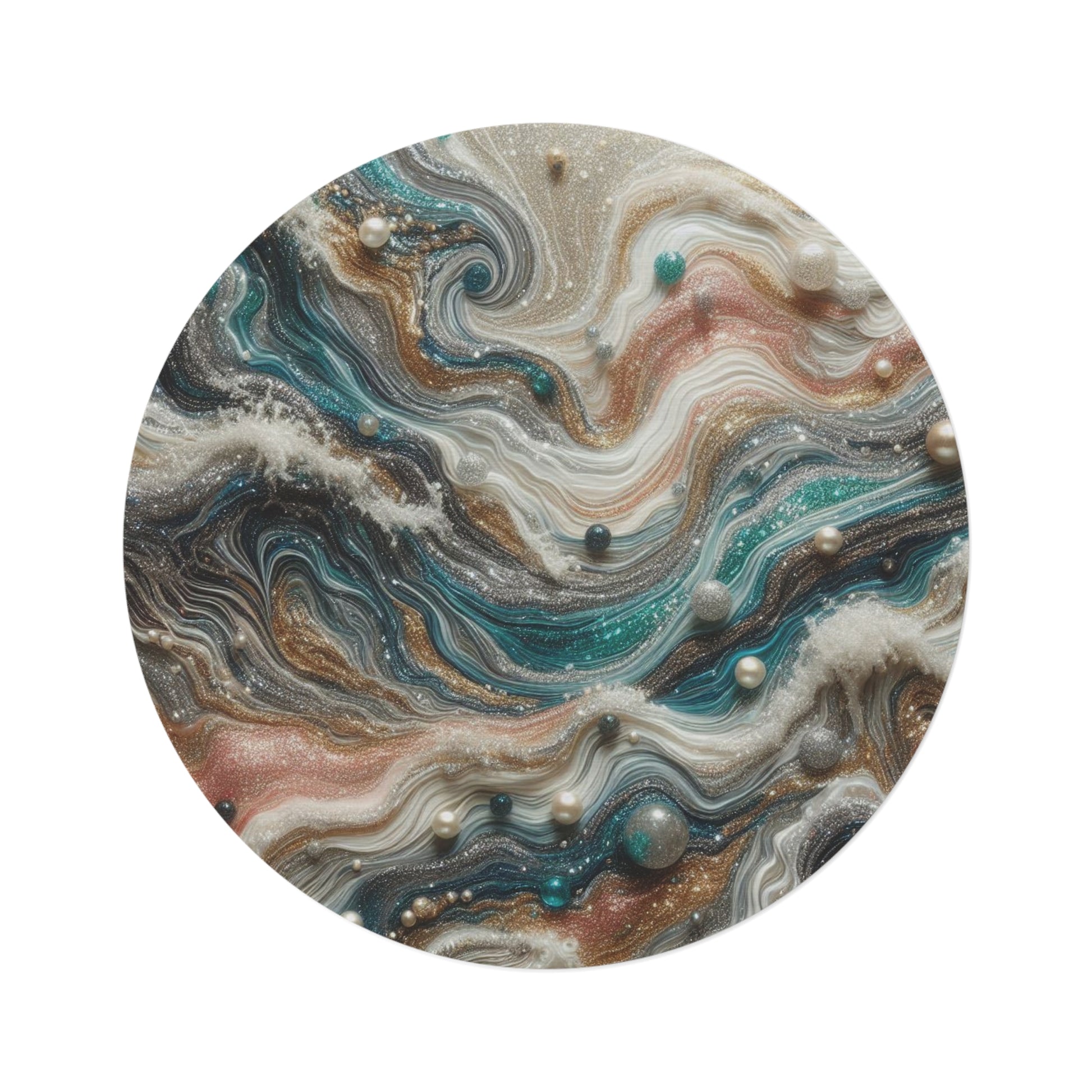 The Edge of the Universe, pearl splashes into the waves of resin art, Heartwarming gift, Round Rug