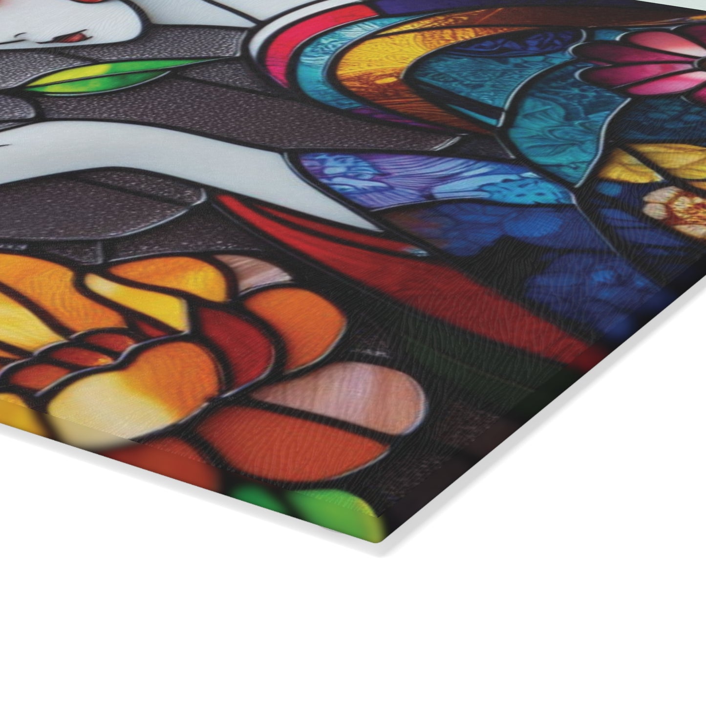 Geisha Glass Cutting Board, kawaii Stained Glass style Chopping Board, Kitchen Decor, Charcuterie Serving Board, gift for wife, Housewarming Gift Glass Cutting Board