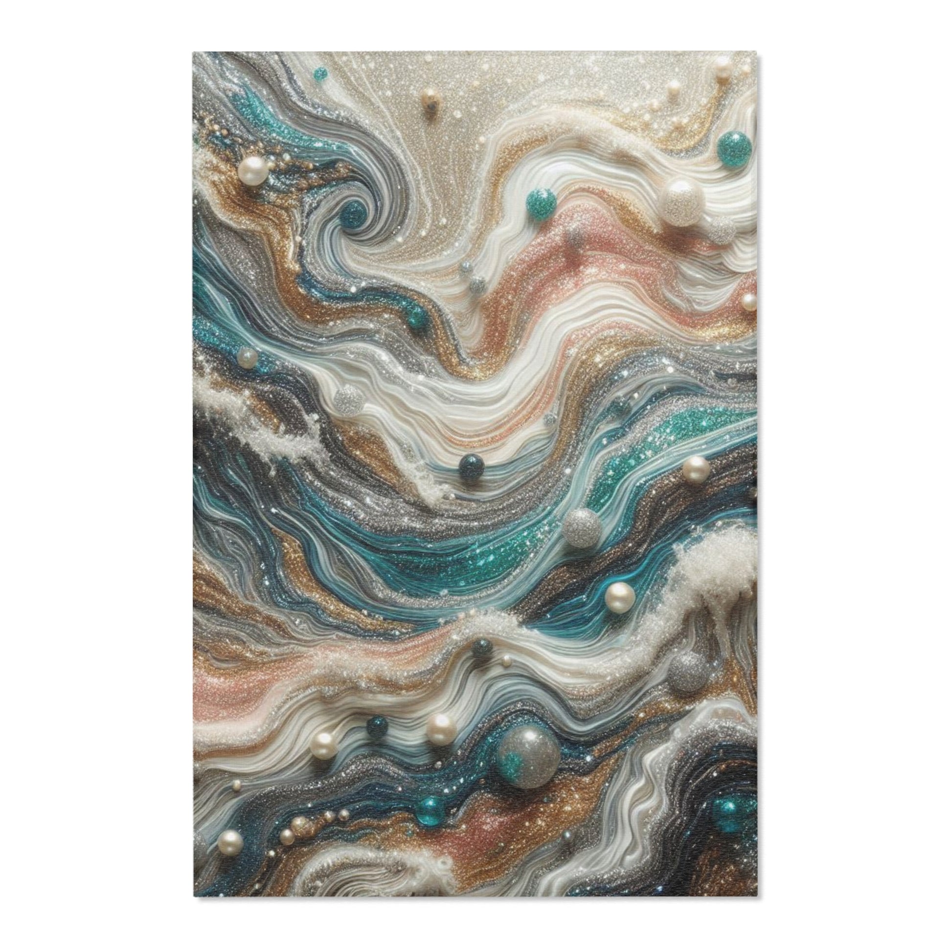 The Edge of the Universe, pearl splashes into the waves of resin art, Heartwarming gift, Gifts for wife Gift for mom Wedding Gift, Area Rugs