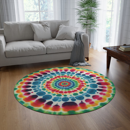 Tie Dye, Rainbow, Psychedelic Hippie, 1970s, Retro Decor, Boho, Housewarming Gift, Grateful Dead Love, Camping, Round Rug