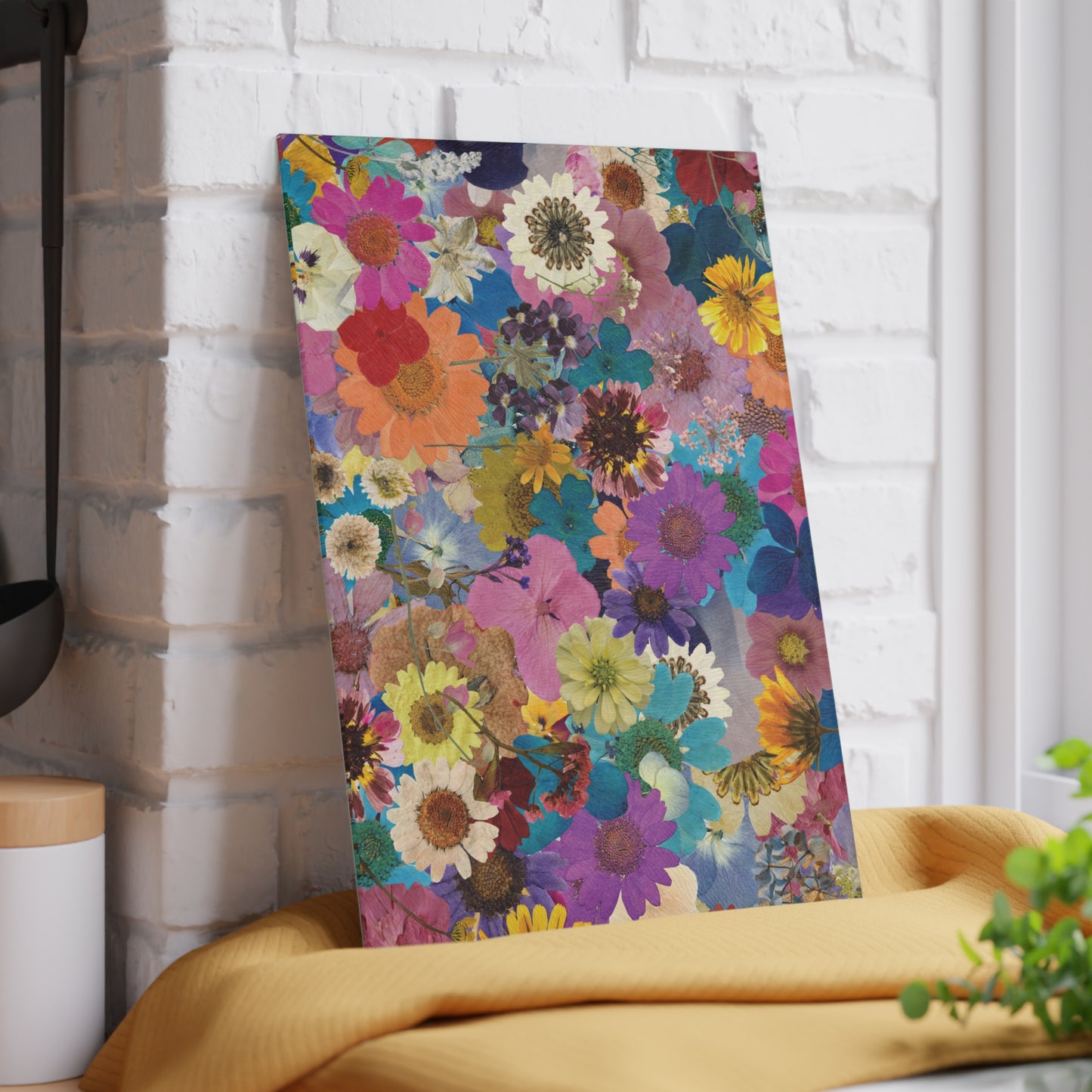 Flower Cutting board, Glass Cutting Board, Flower Cutting Board, Kitchen Decor, Wedding Gift, Anniversary Gift for wife, Glass Cutting Board Glass Cutting Board
